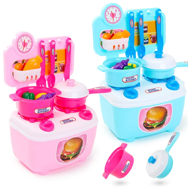 Children Simulation Kitchenware Pretend-game Small Tableware Toy Set blue