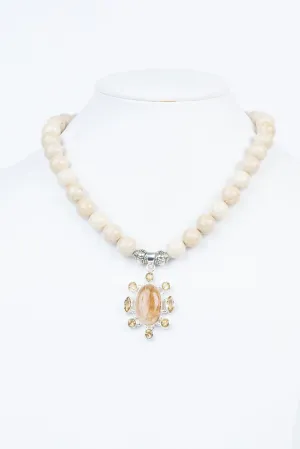 Citrine, Rutilated Quartz, Agate Necklace