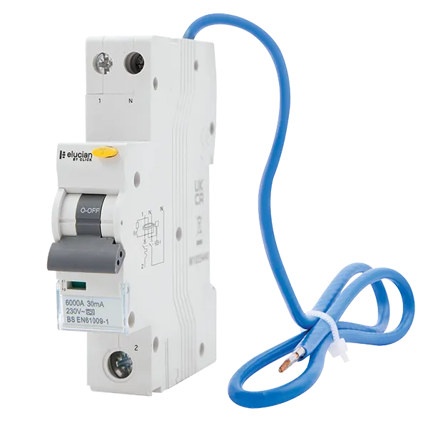Click Elucian CU1RCBOD10C 1 Pole   Neutral Bi-Directional True 6kA C Curve 10A 30mA RCBO