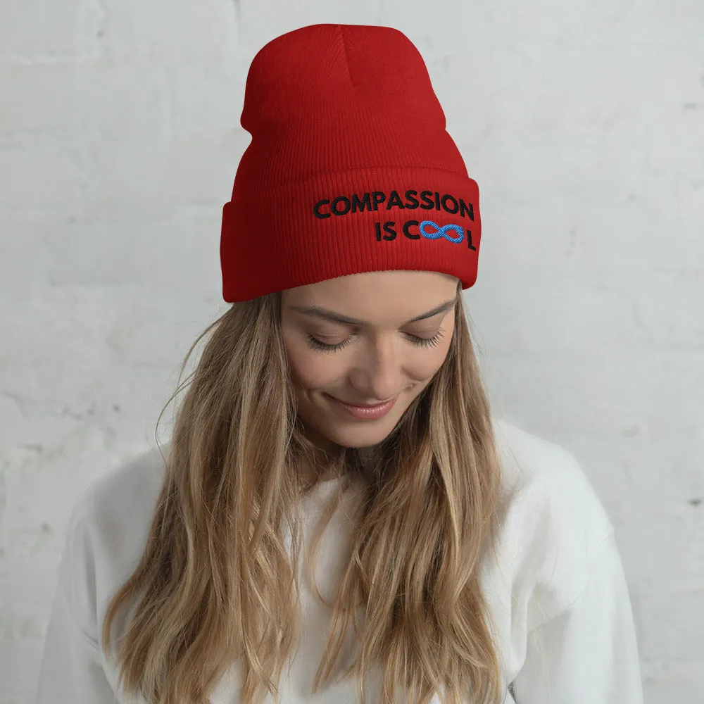Compassion is Cool - Cuffed Beanie - Black Thread