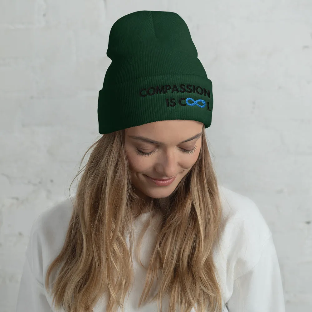 Compassion is Cool - Cuffed Beanie - Black Thread
