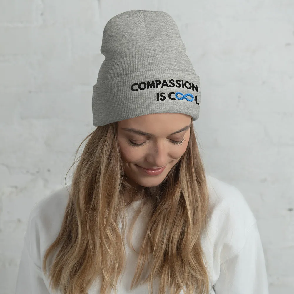 Compassion is Cool - Cuffed Beanie - Black Thread