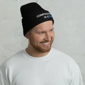 Compassion is Cool - Cuffed Beanie - White Thread