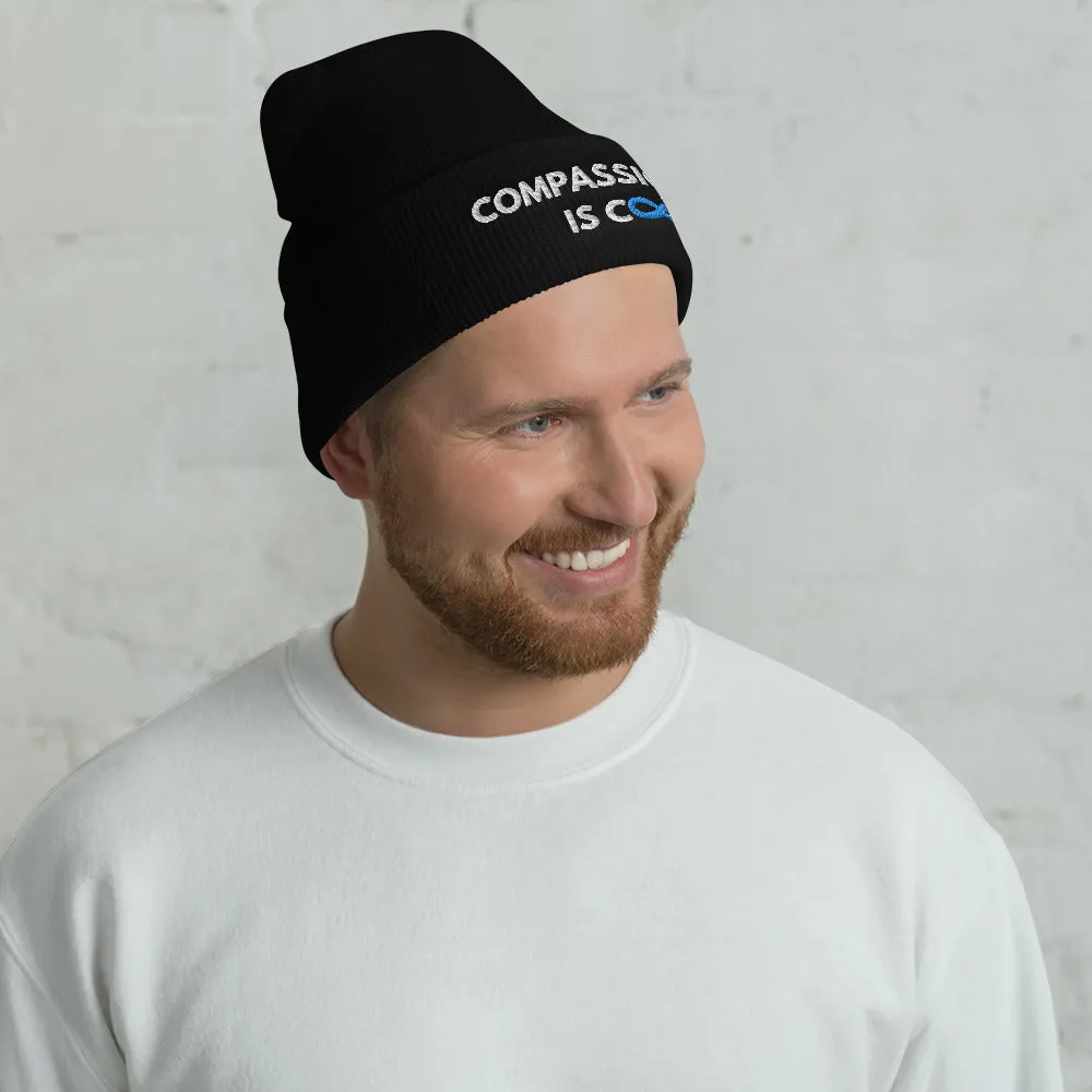 Compassion is Cool - Cuffed Beanie - White Thread