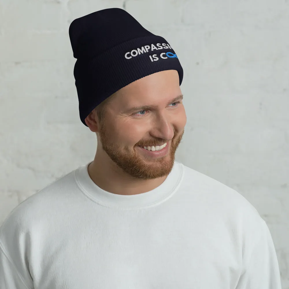 Compassion is Cool - Cuffed Beanie - White Thread