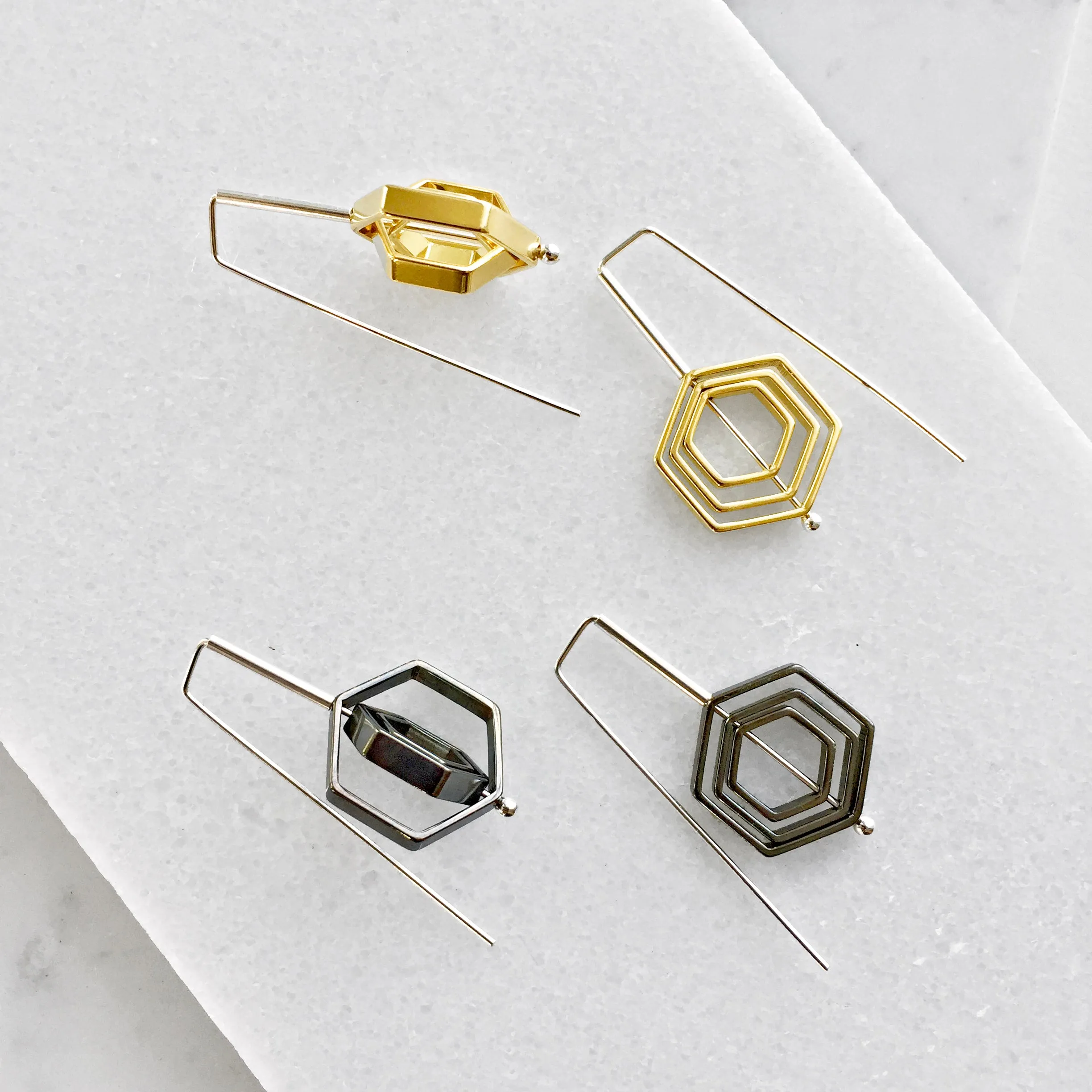 Concentric Hex Staple Earrings