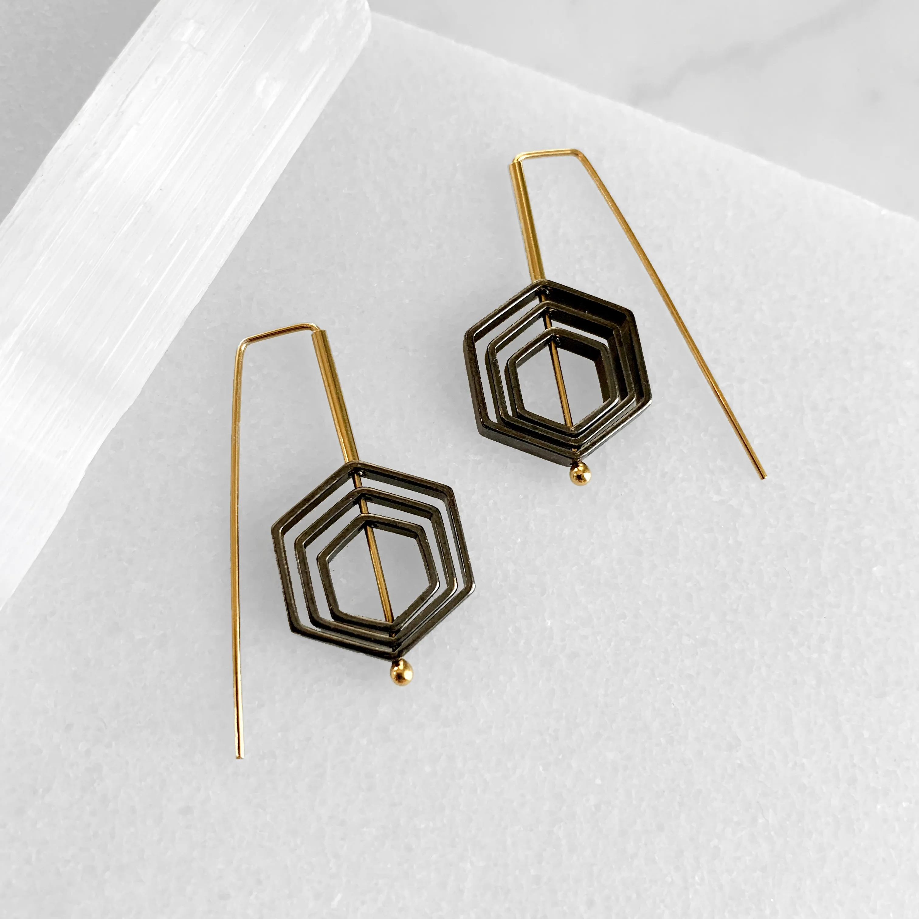 Concentric Hex Staple Earrings