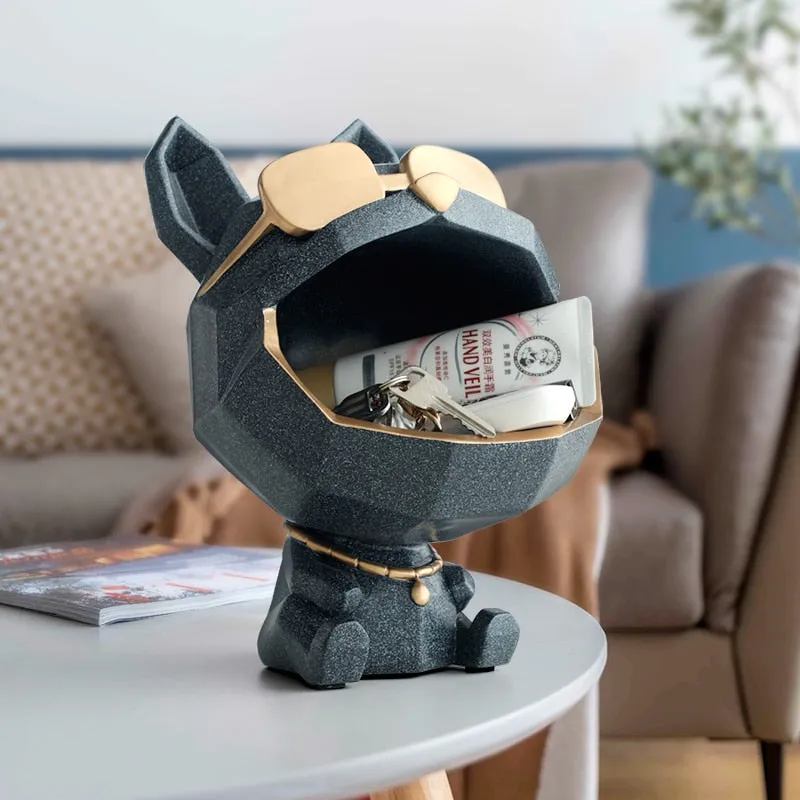 Cool Dog Figurine Storage Box Decor