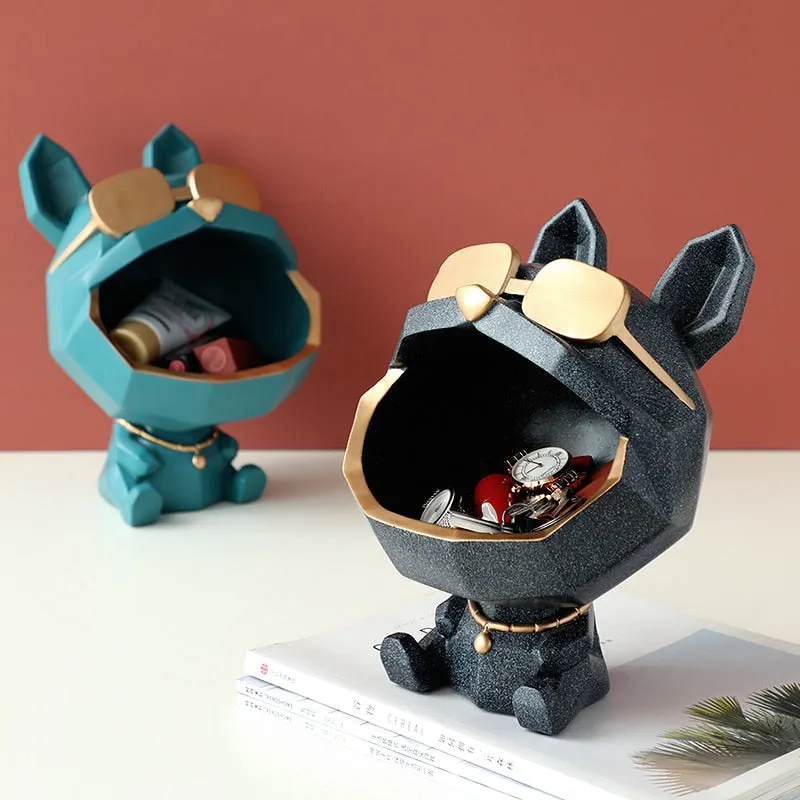 Cool Dog Figurine Storage Box Decor