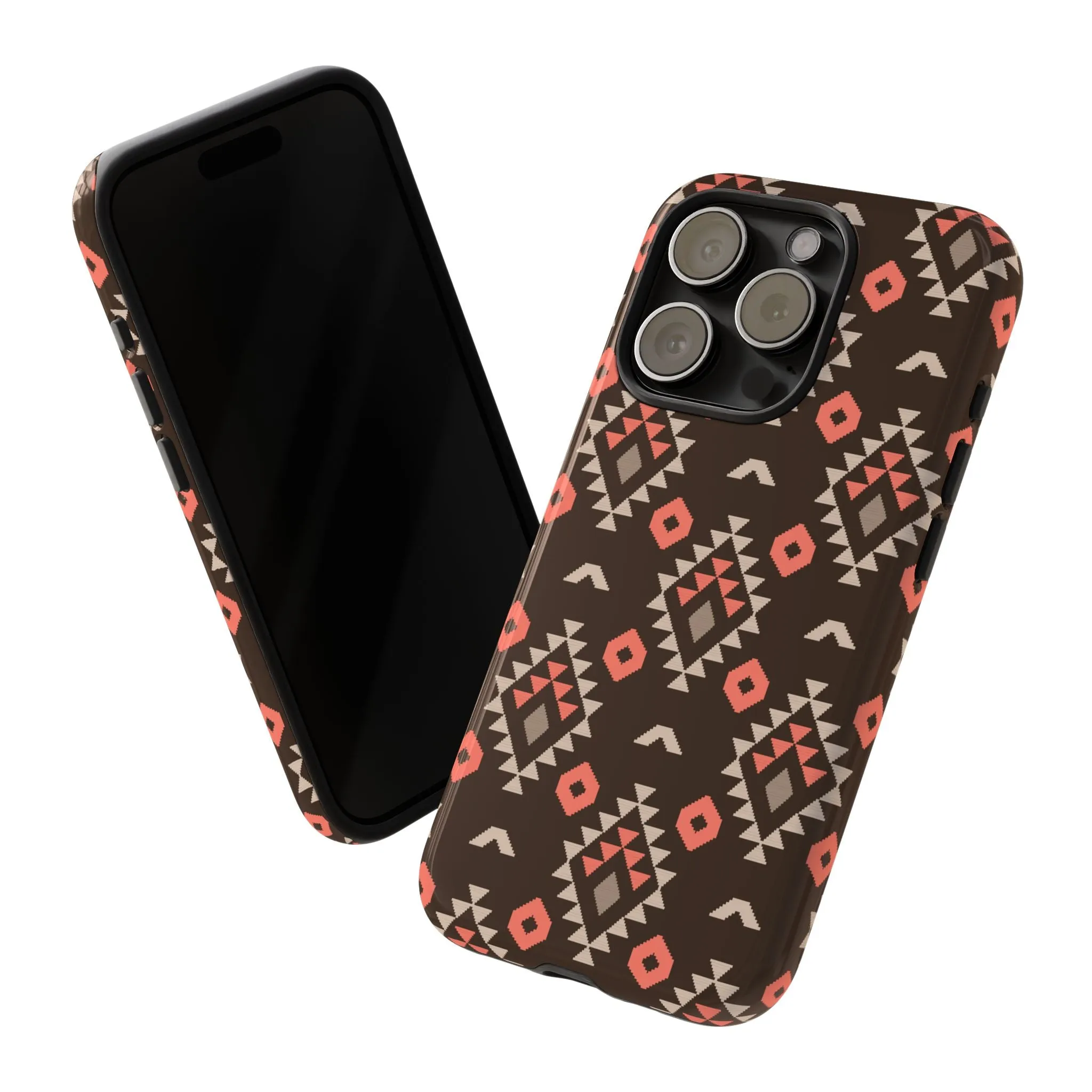 Coral/Brown Tough Cell Phone Case - Various Styles/Sizes