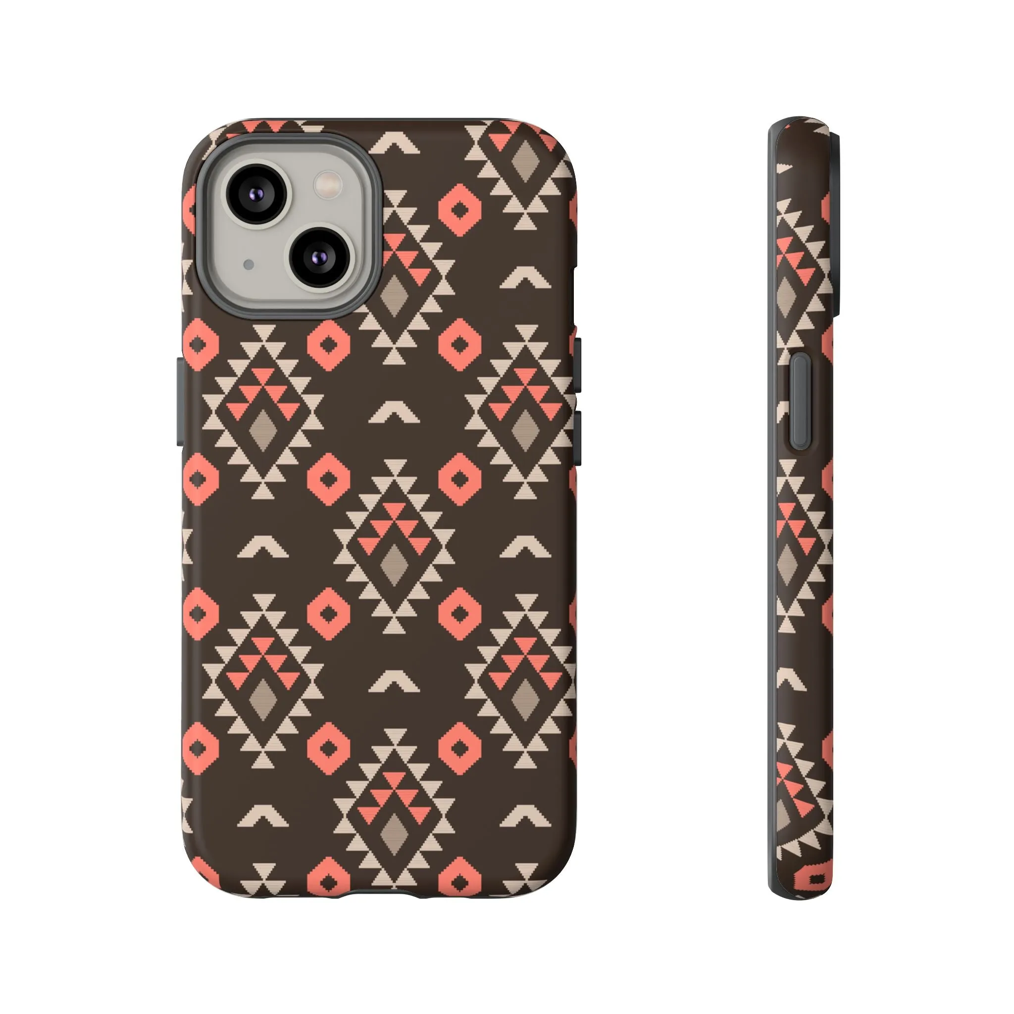 Coral/Brown Tough Cell Phone Case - Various Styles/Sizes