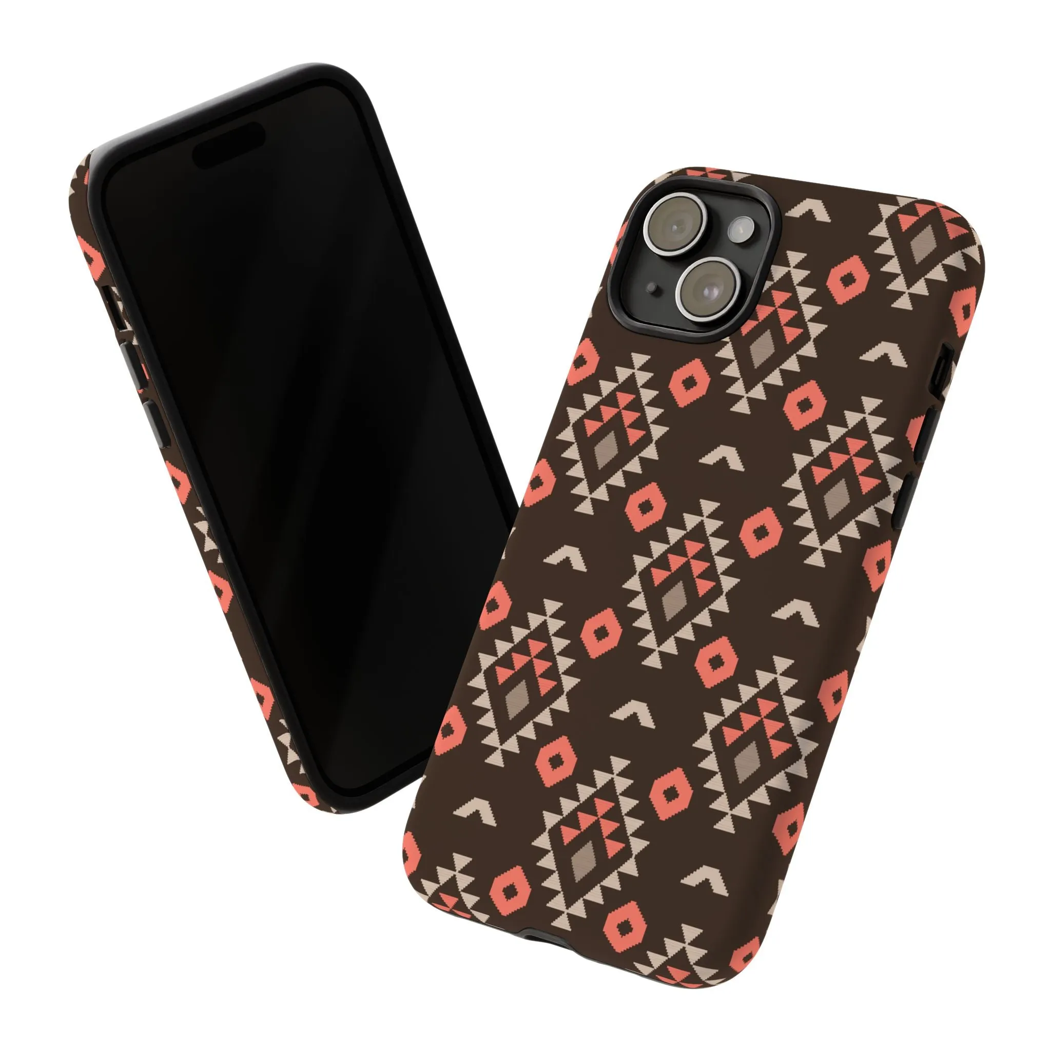 Coral/Brown Tough Cell Phone Case - Various Styles/Sizes