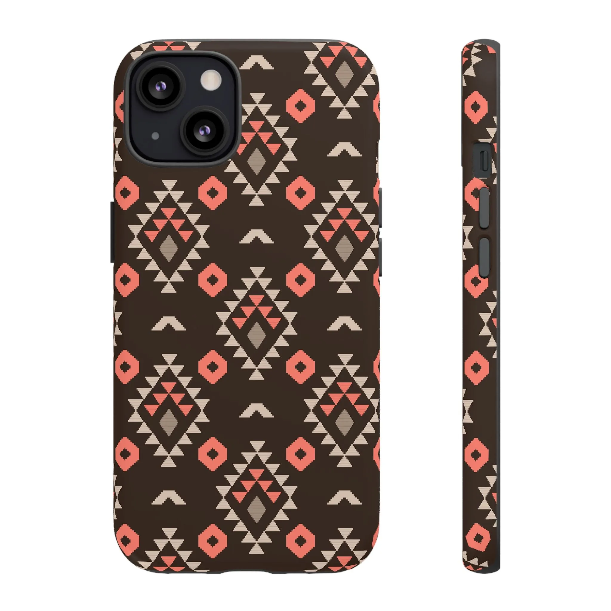 Coral/Brown Tough Cell Phone Case - Various Styles/Sizes
