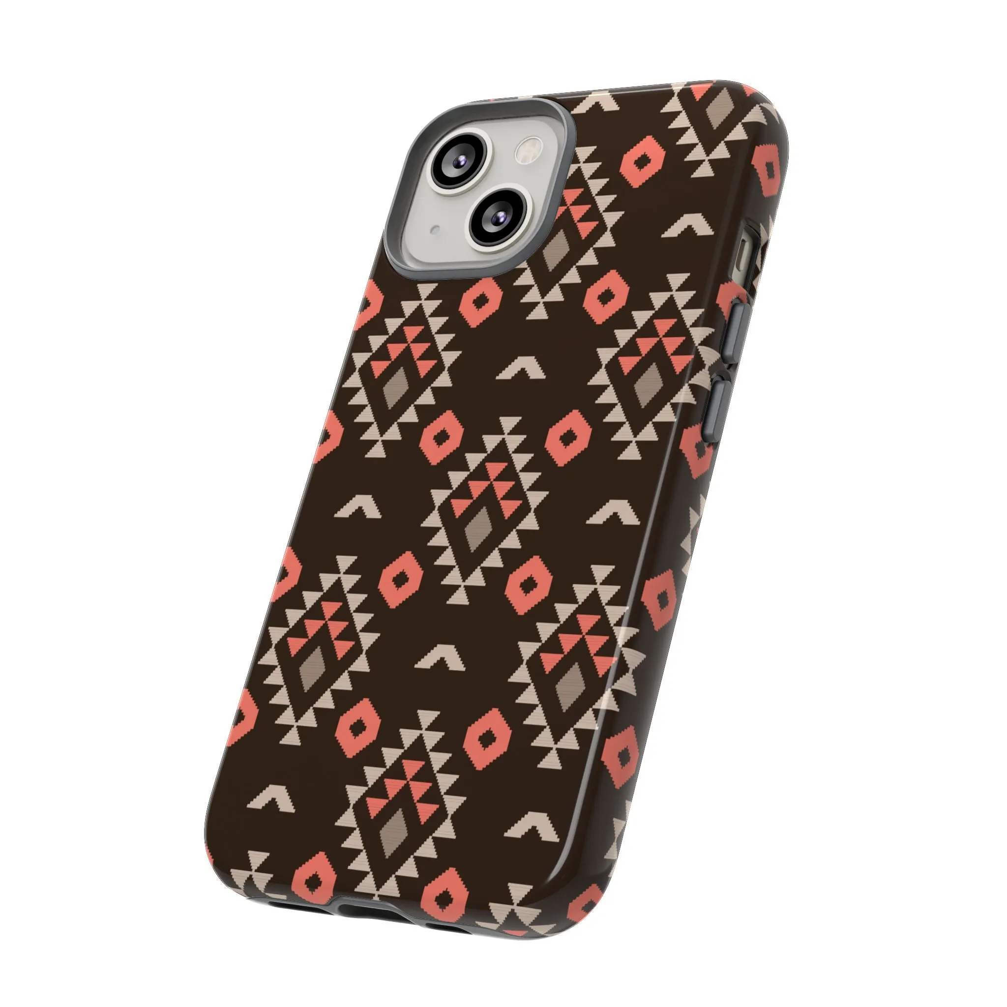 Coral/Brown Tough Cell Phone Case - Various Styles/Sizes