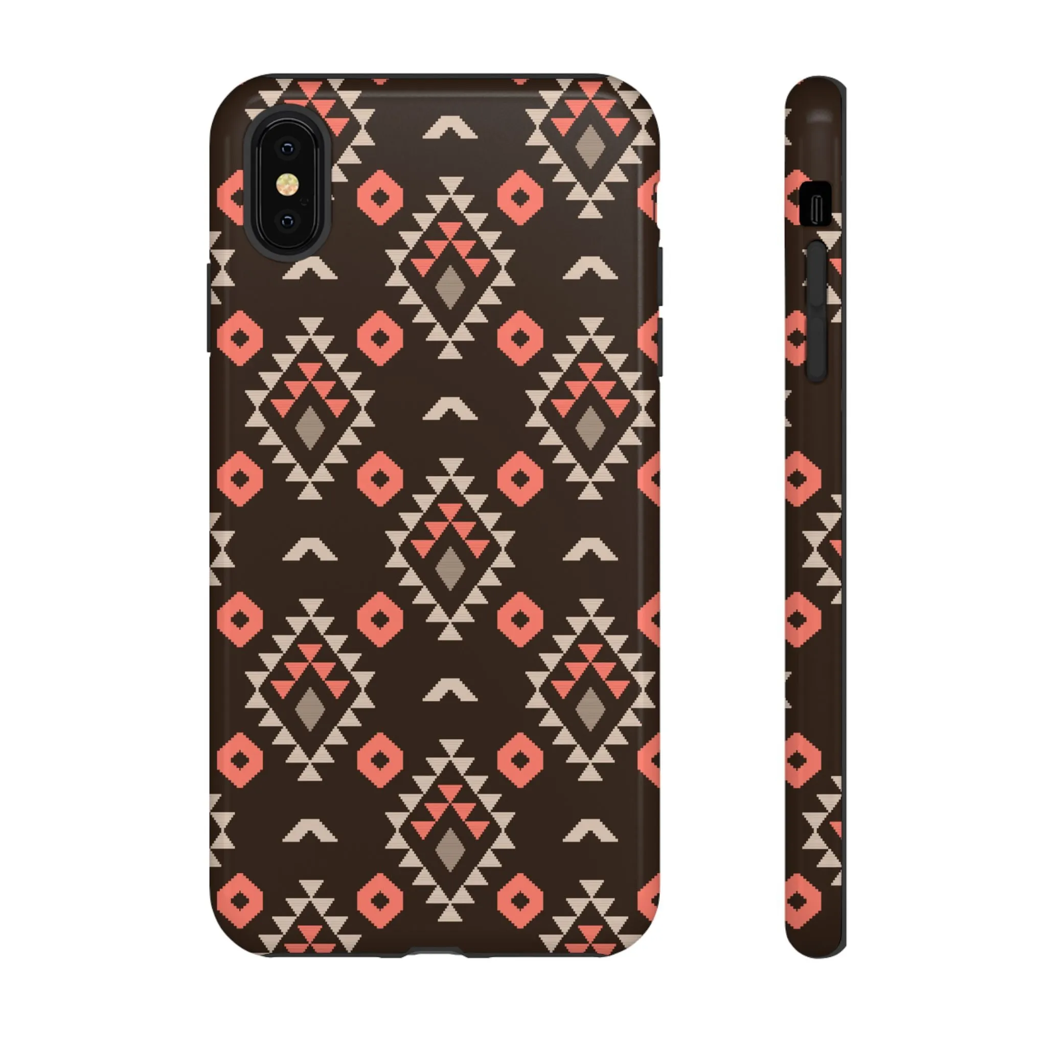 Coral/Brown Tough Cell Phone Case - Various Styles/Sizes