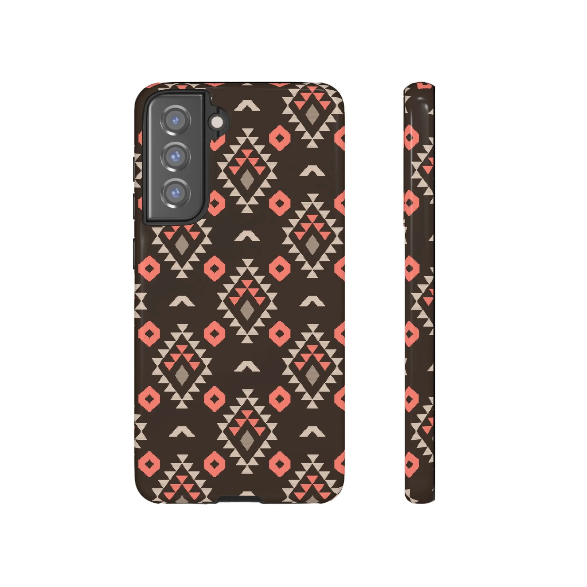 Coral/Brown Tough Cell Phone Case - Various Styles/Sizes