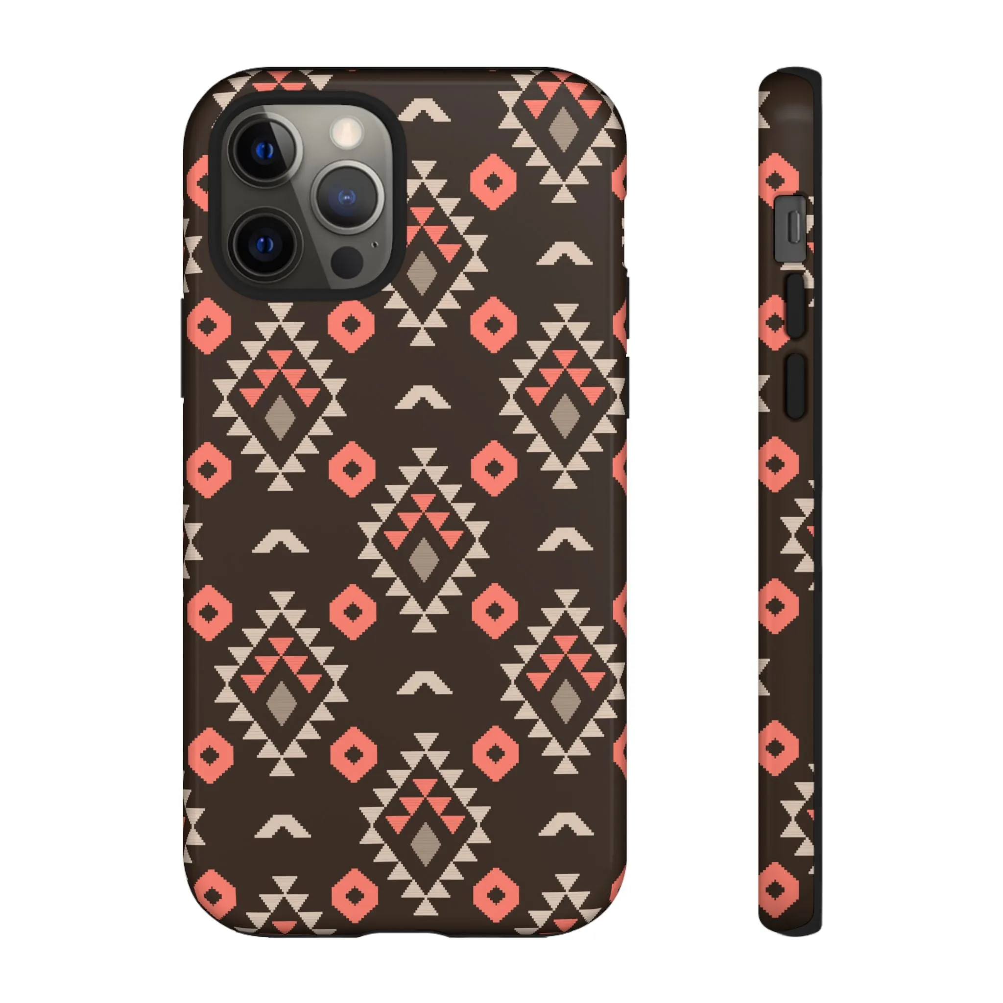 Coral/Brown Tough Cell Phone Case - Various Styles/Sizes