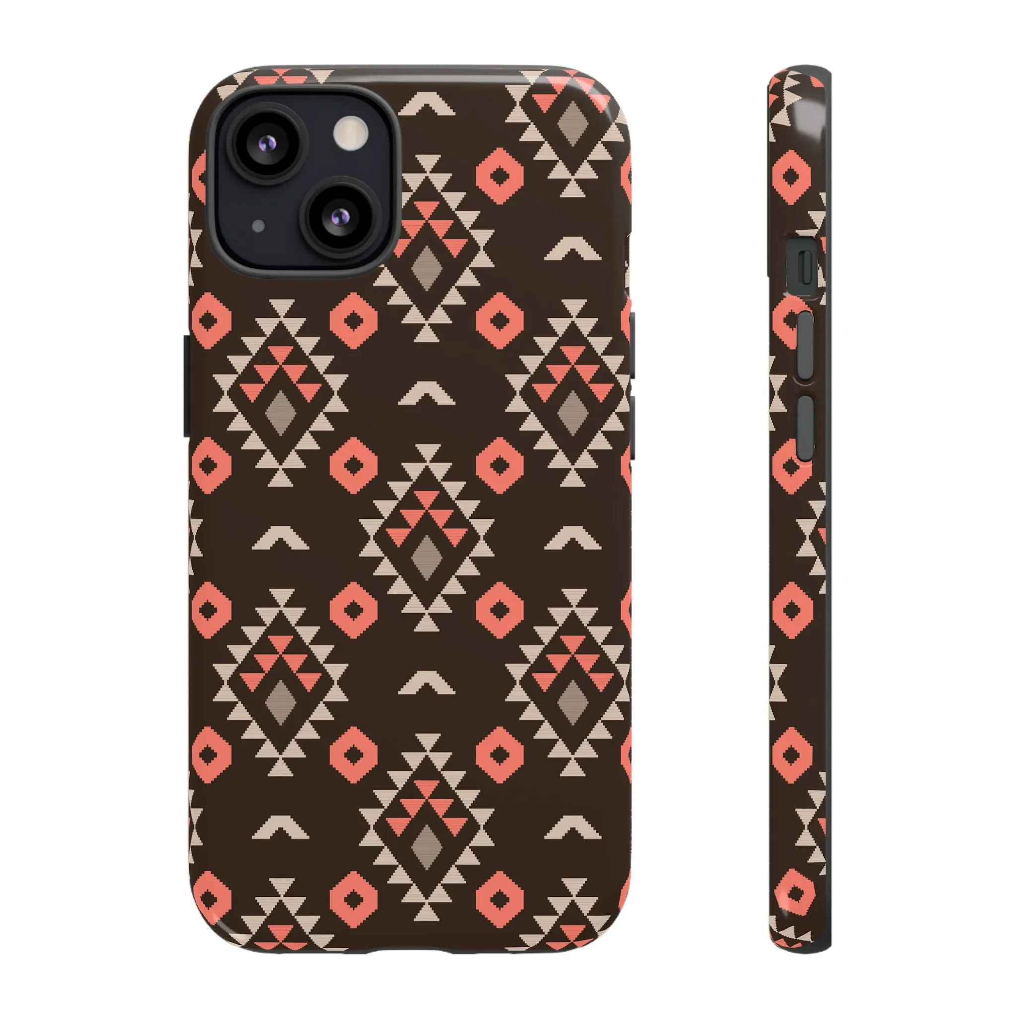 Coral/Brown Tough Cell Phone Case - Various Styles/Sizes