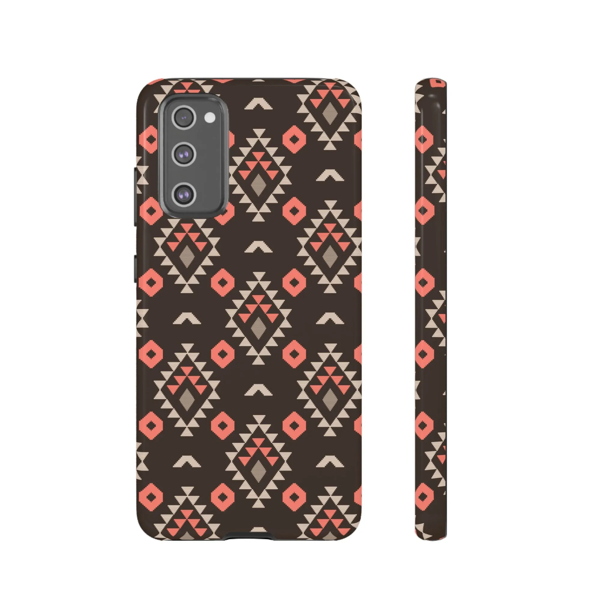 Coral/Brown Tough Cell Phone Case - Various Styles/Sizes