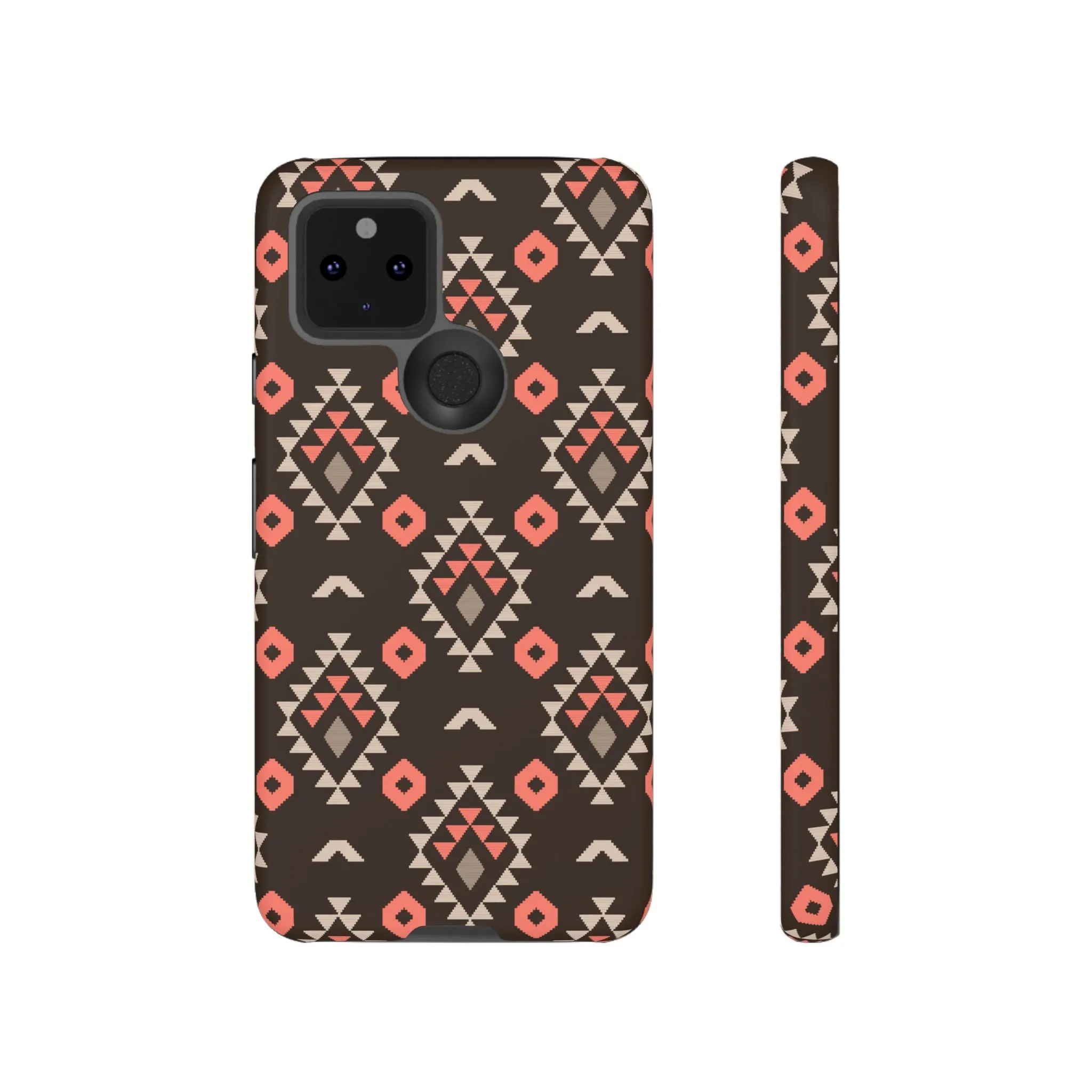 Coral/Brown Tough Cell Phone Case - Various Styles/Sizes