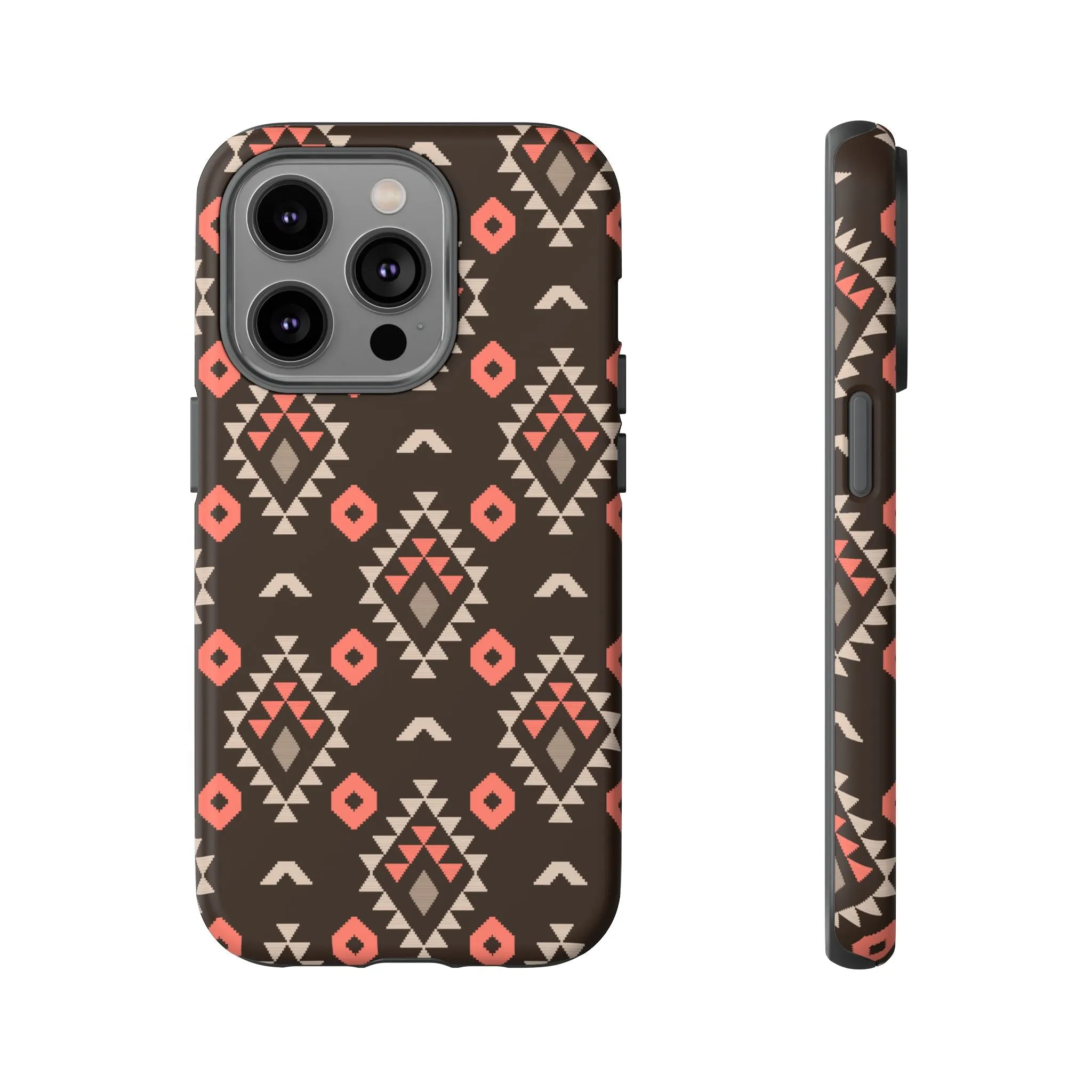 Coral/Brown Tough Cell Phone Case - Various Styles/Sizes