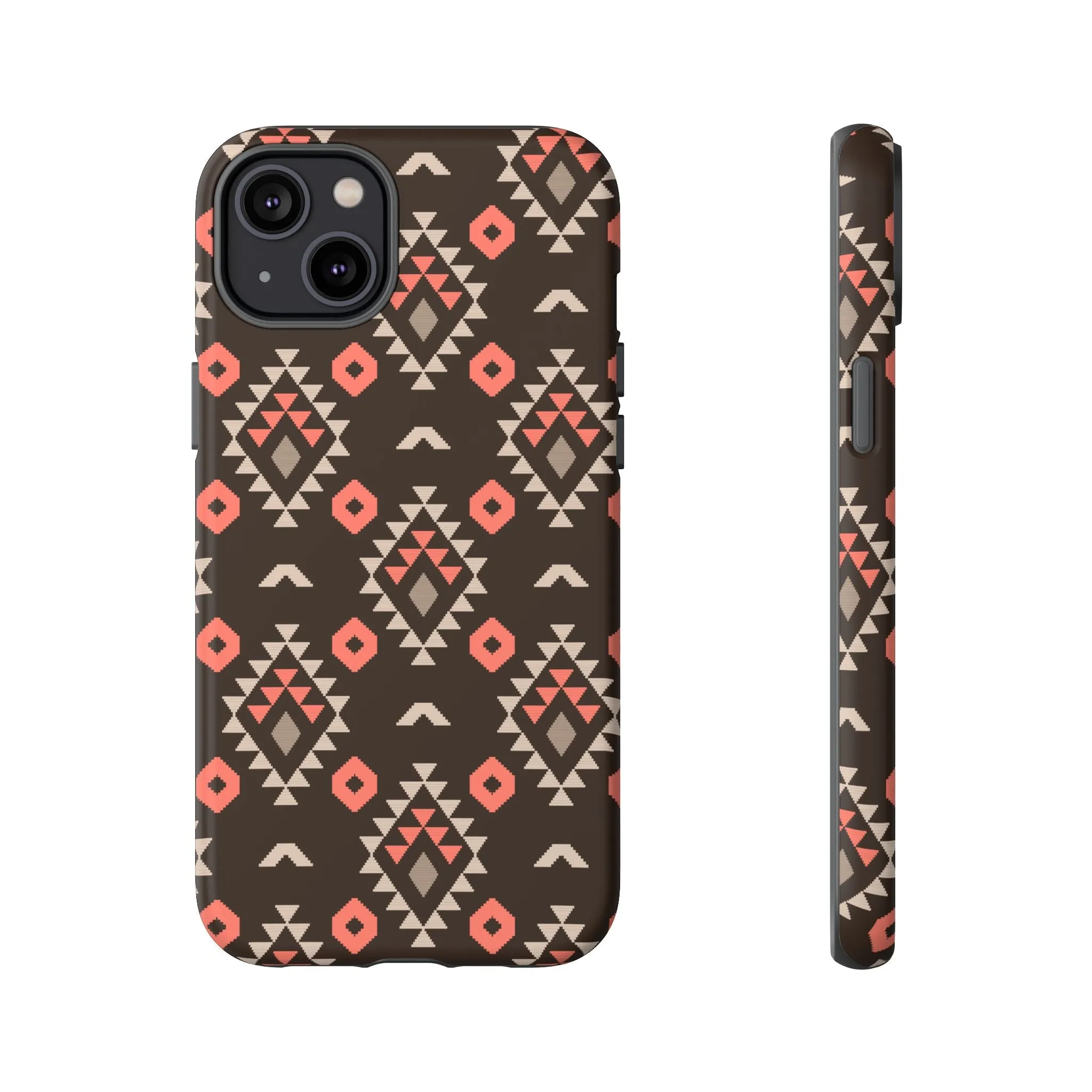 Coral/Brown Tough Cell Phone Case - Various Styles/Sizes