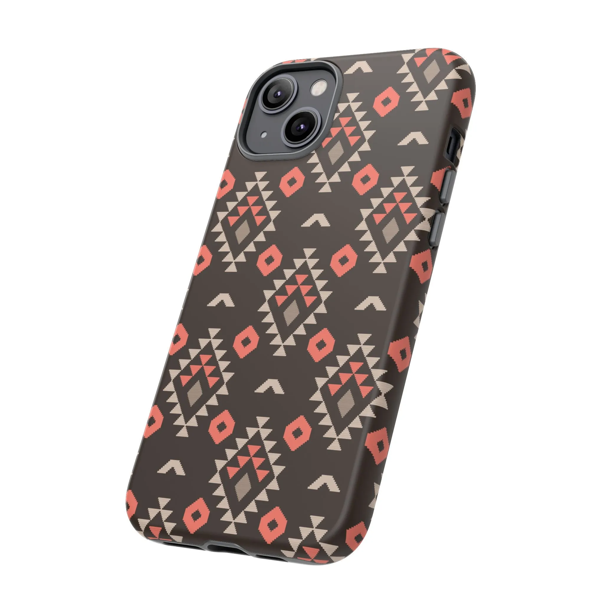 Coral/Brown Tough Cell Phone Case - Various Styles/Sizes