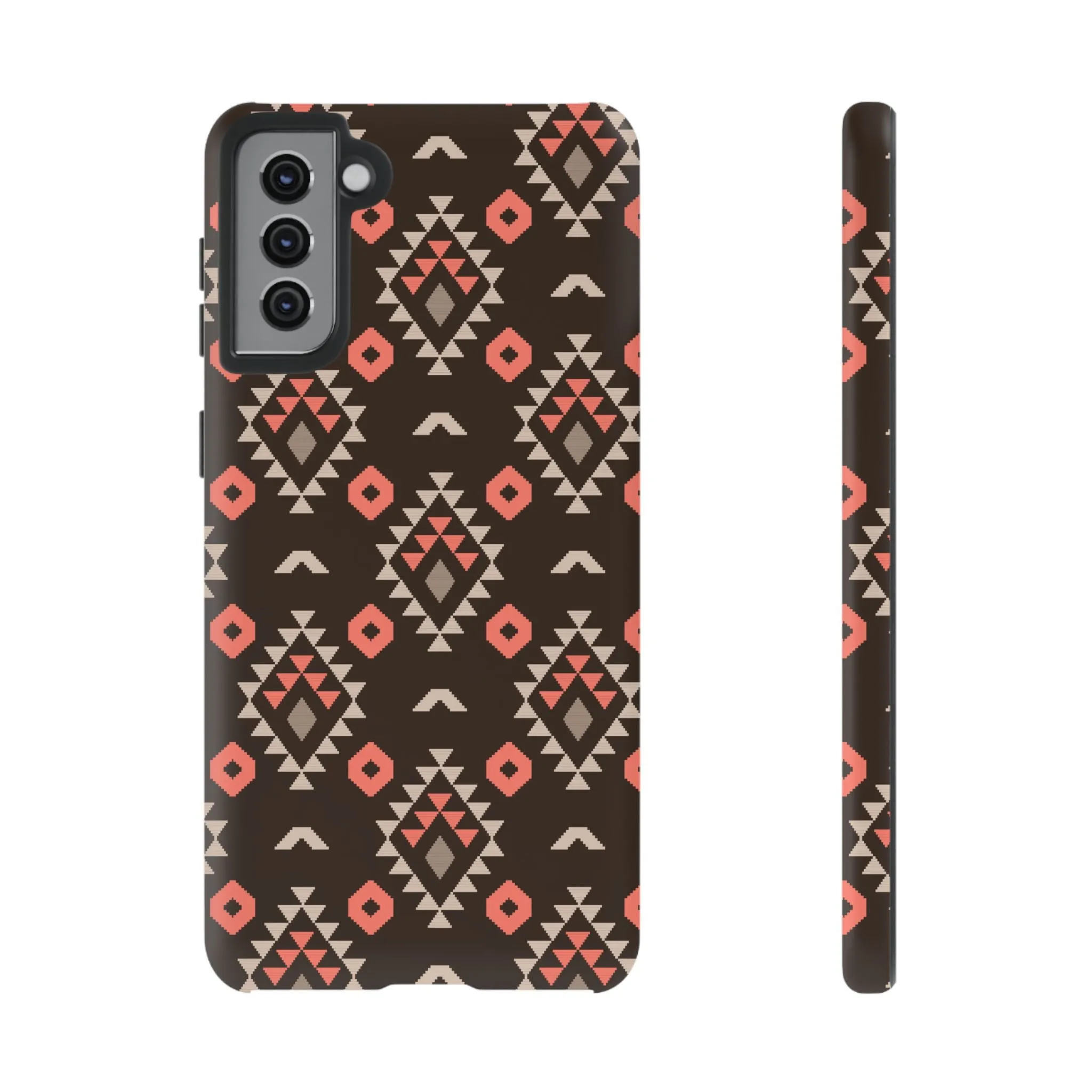 Coral/Brown Tough Cell Phone Case - Various Styles/Sizes
