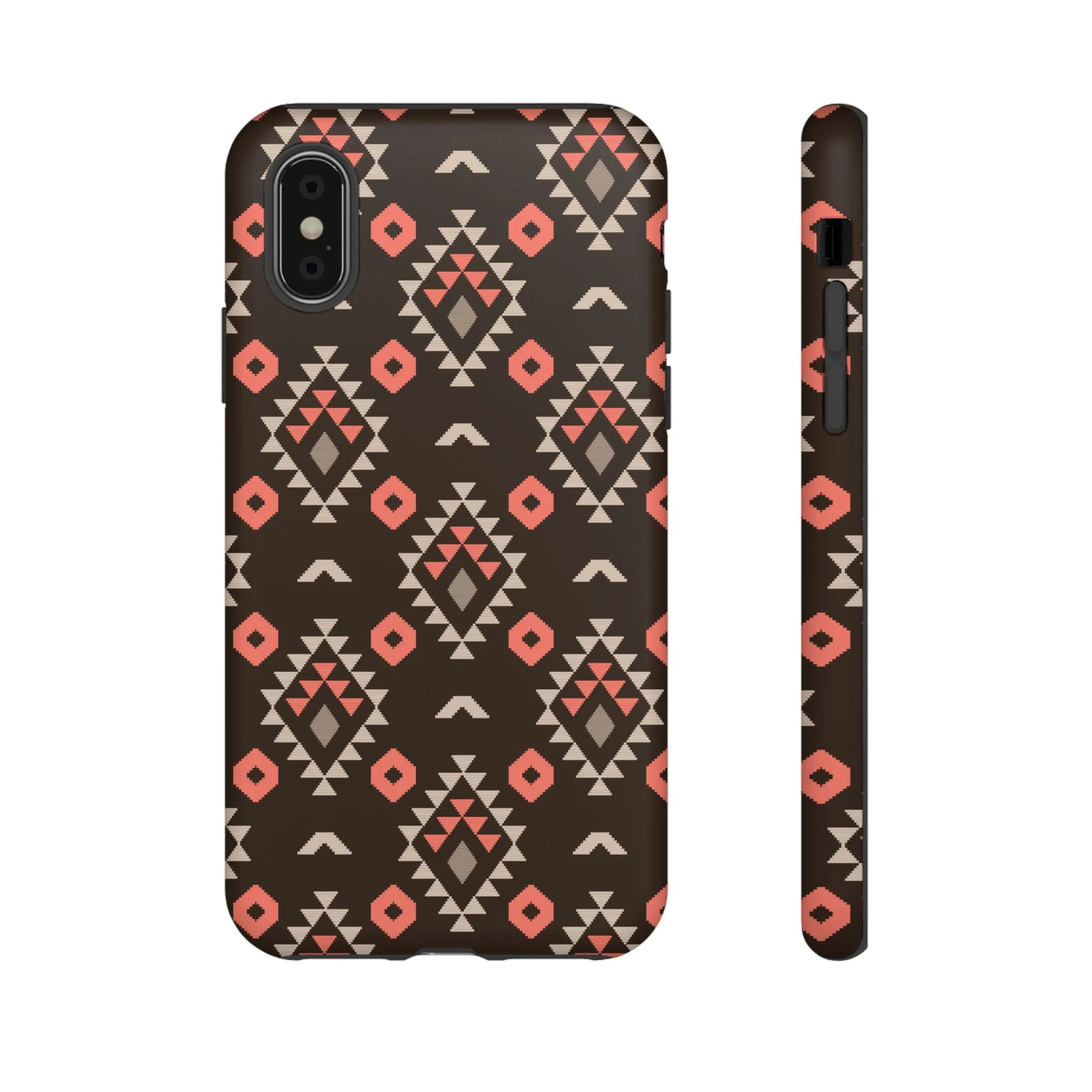 Coral/Brown Tough Cell Phone Case - Various Styles/Sizes