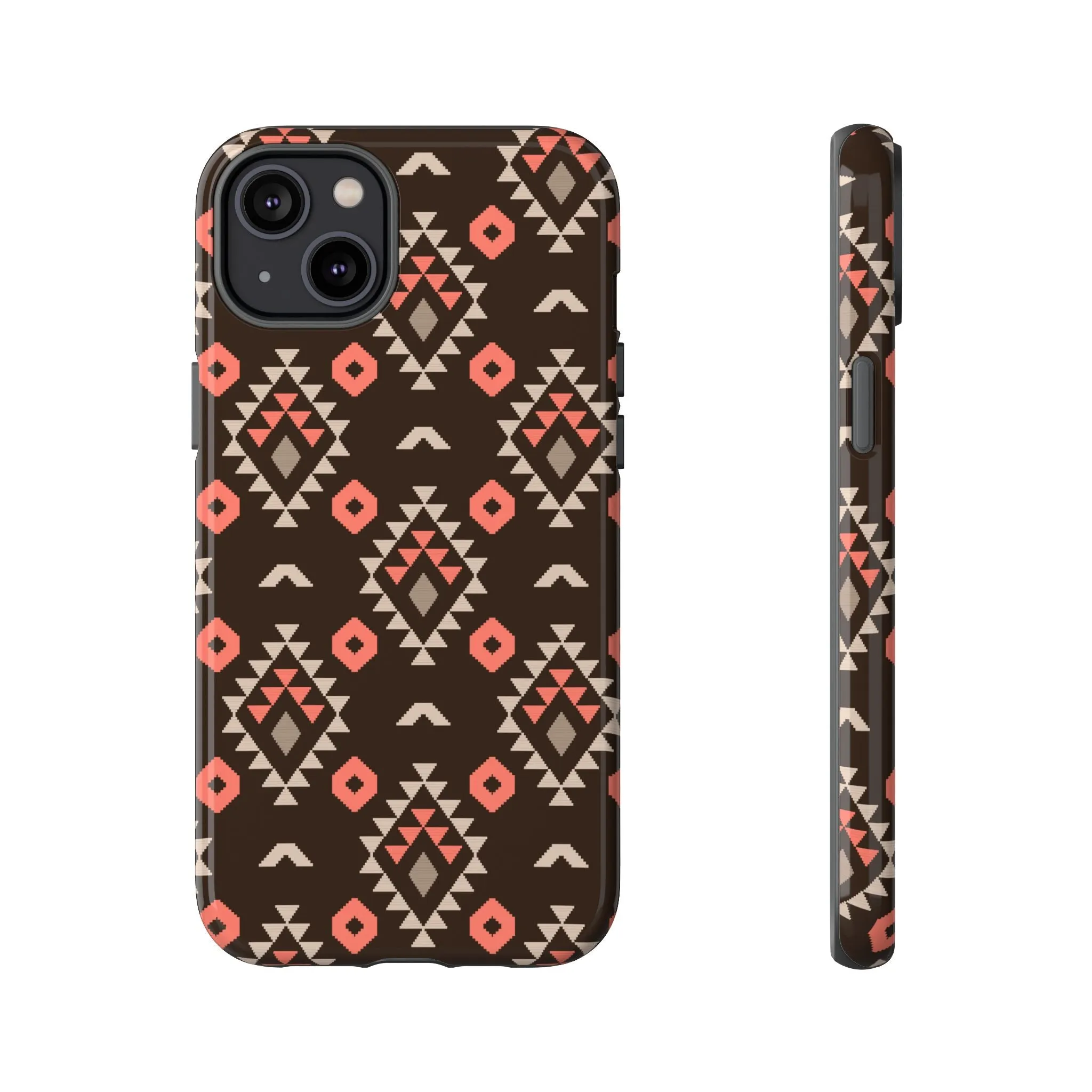 Coral/Brown Tough Cell Phone Case - Various Styles/Sizes