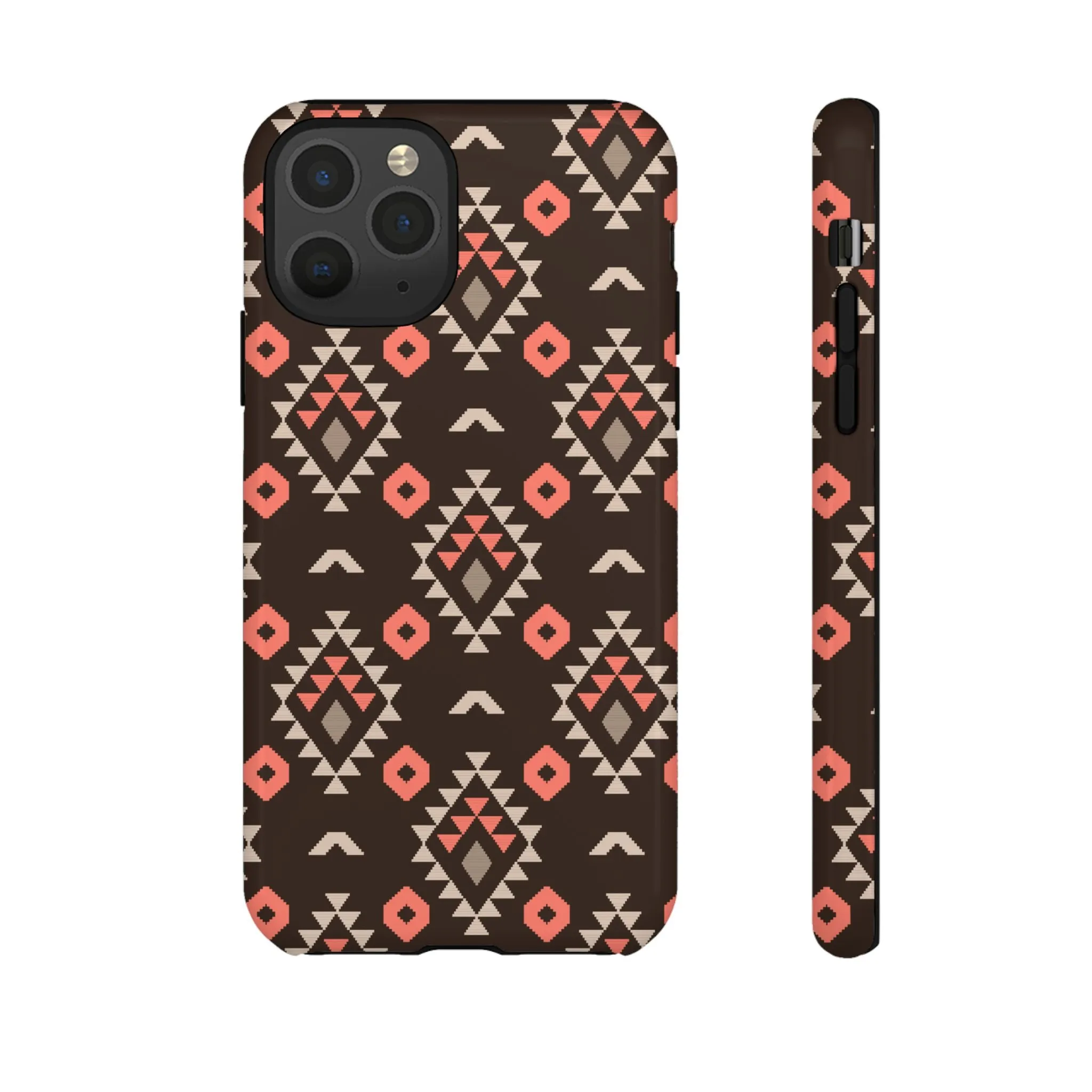 Coral/Brown Tough Cell Phone Case - Various Styles/Sizes