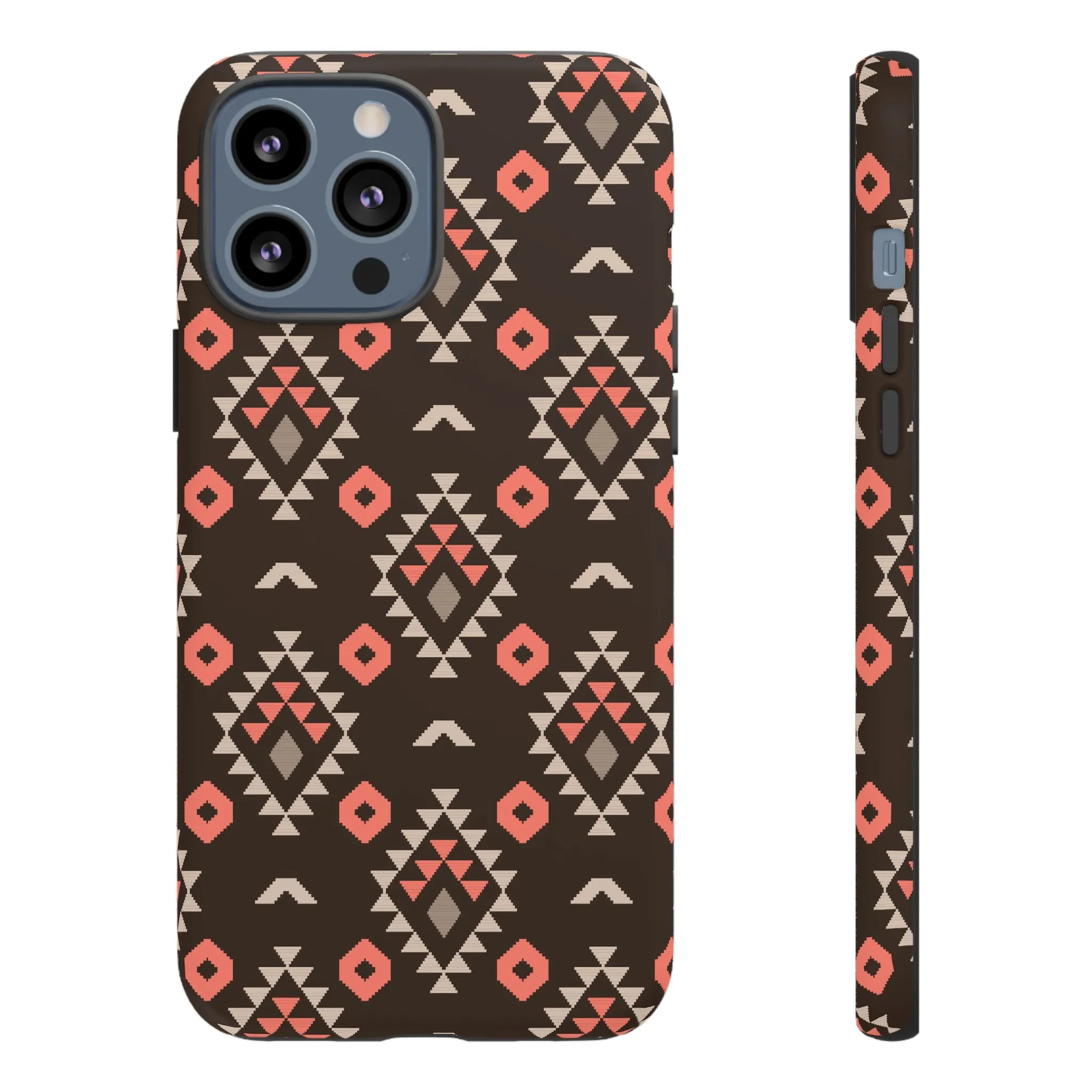 Coral/Brown Tough Cell Phone Case - Various Styles/Sizes