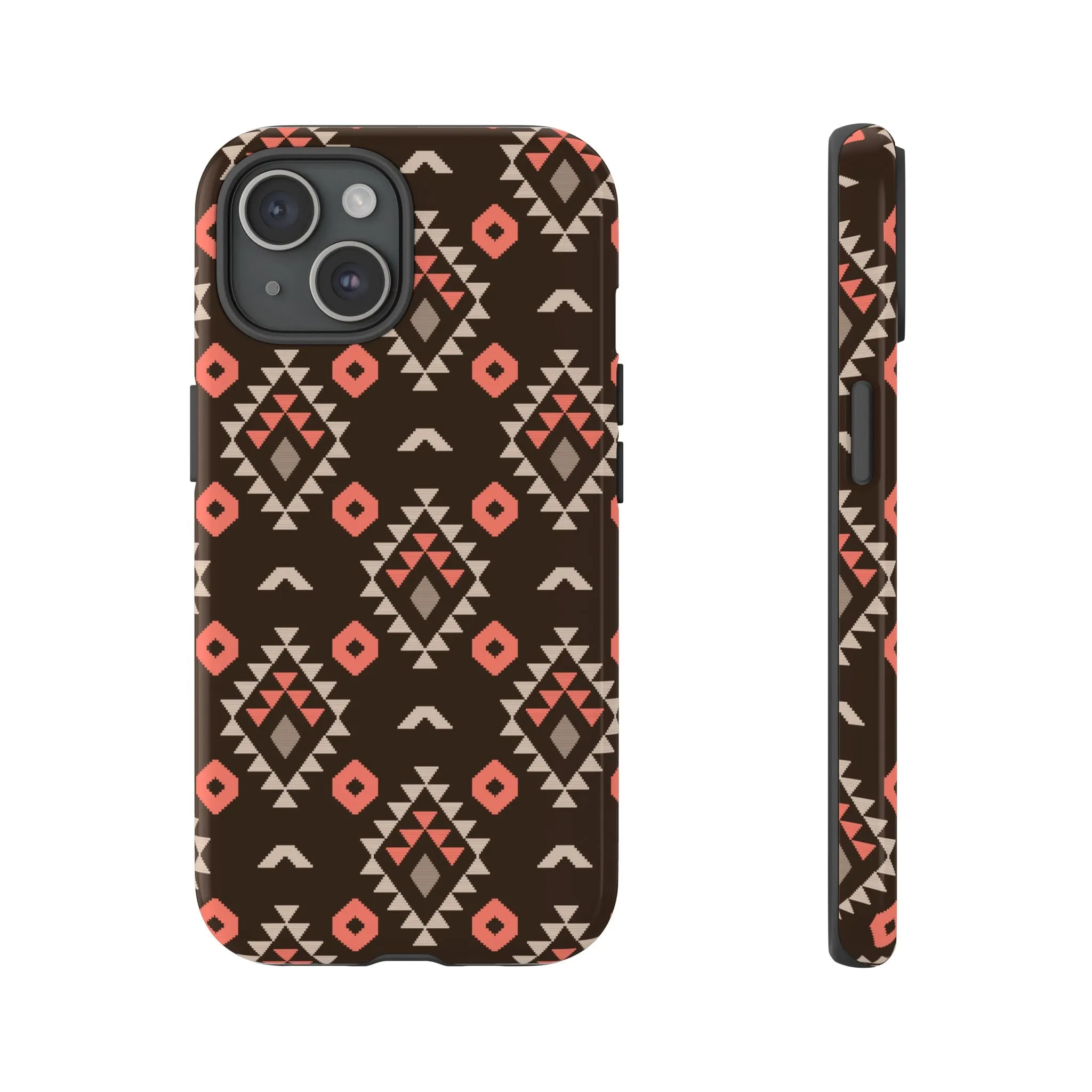 Coral/Brown Tough Cell Phone Case - Various Styles/Sizes