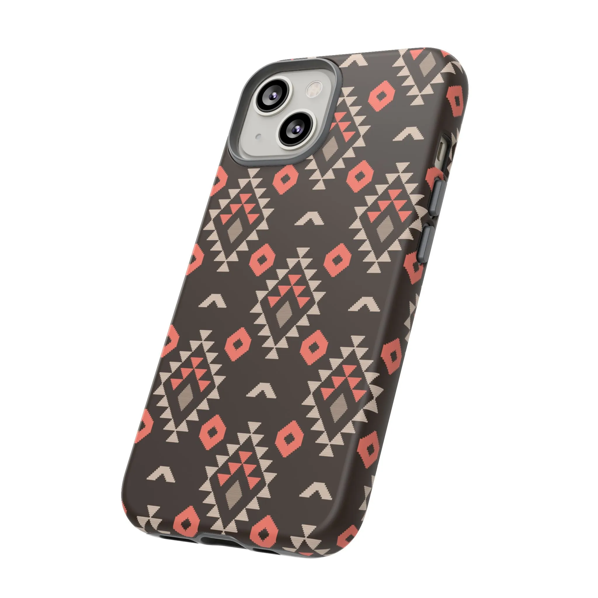Coral/Brown Tough Cell Phone Case - Various Styles/Sizes