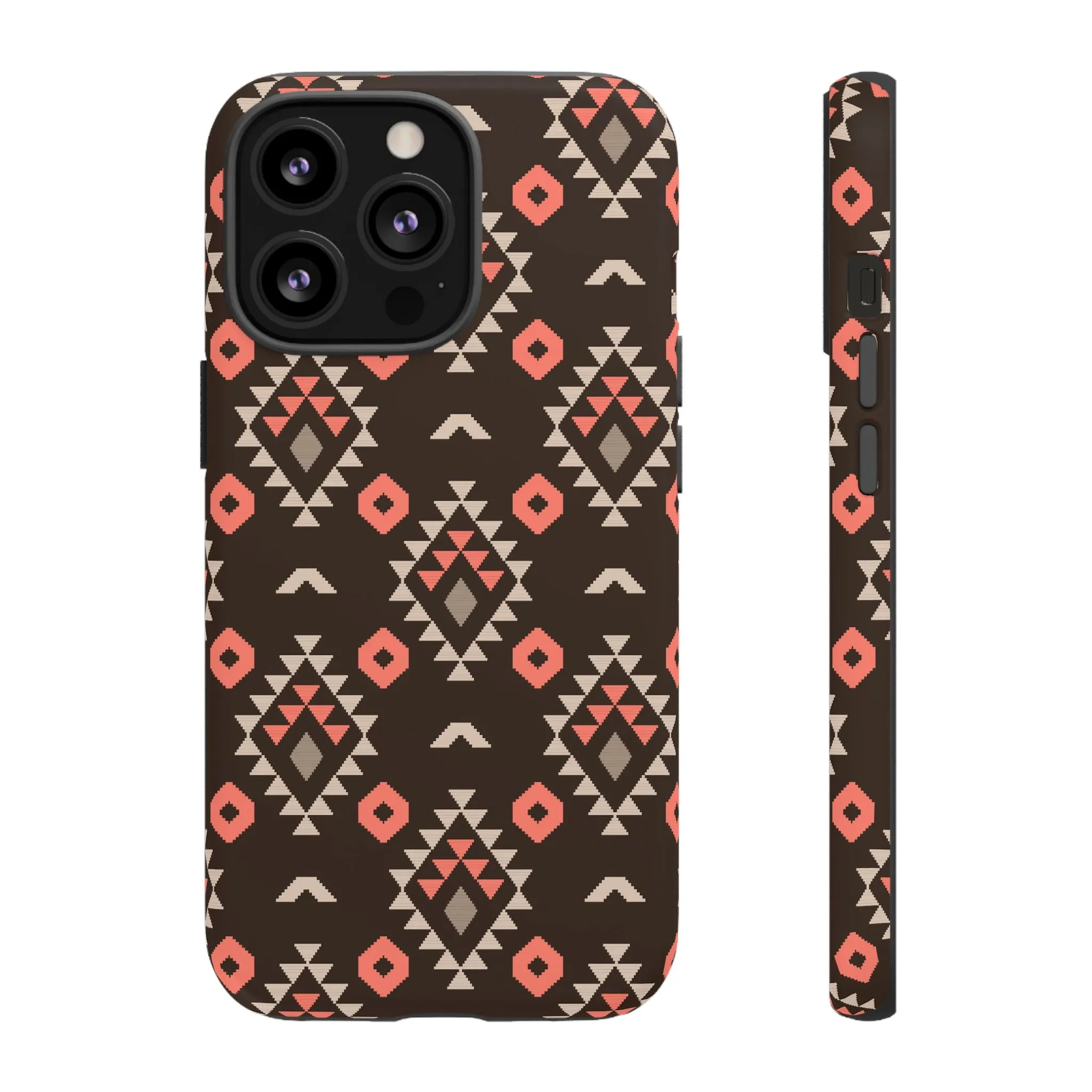 Coral/Brown Tough Cell Phone Case - Various Styles/Sizes