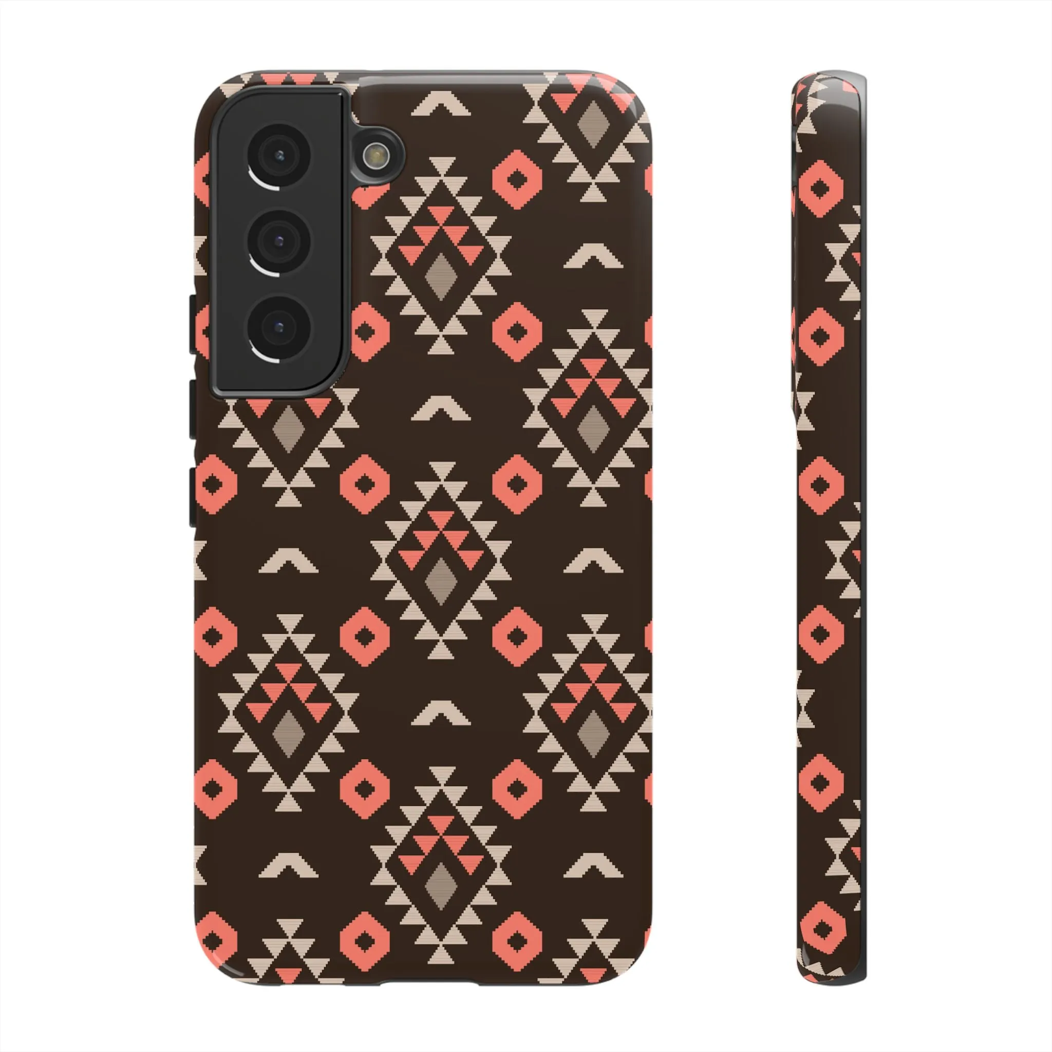 Coral/Brown Tough Cell Phone Case - Various Styles/Sizes