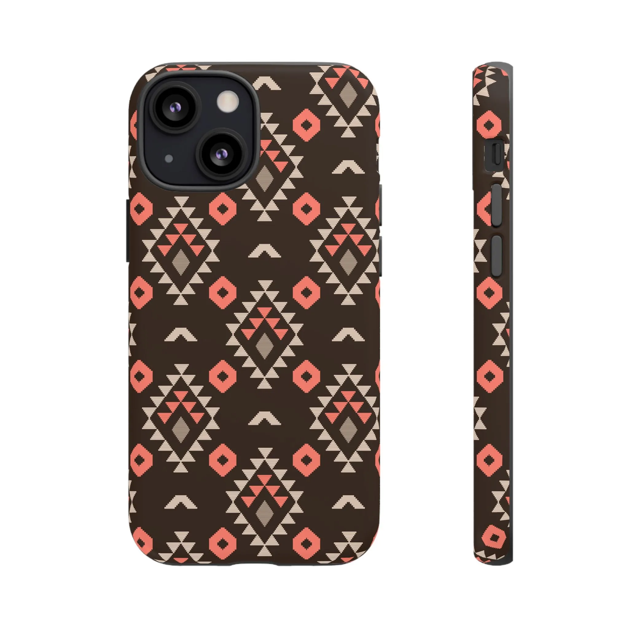 Coral/Brown Tough Cell Phone Case - Various Styles/Sizes
