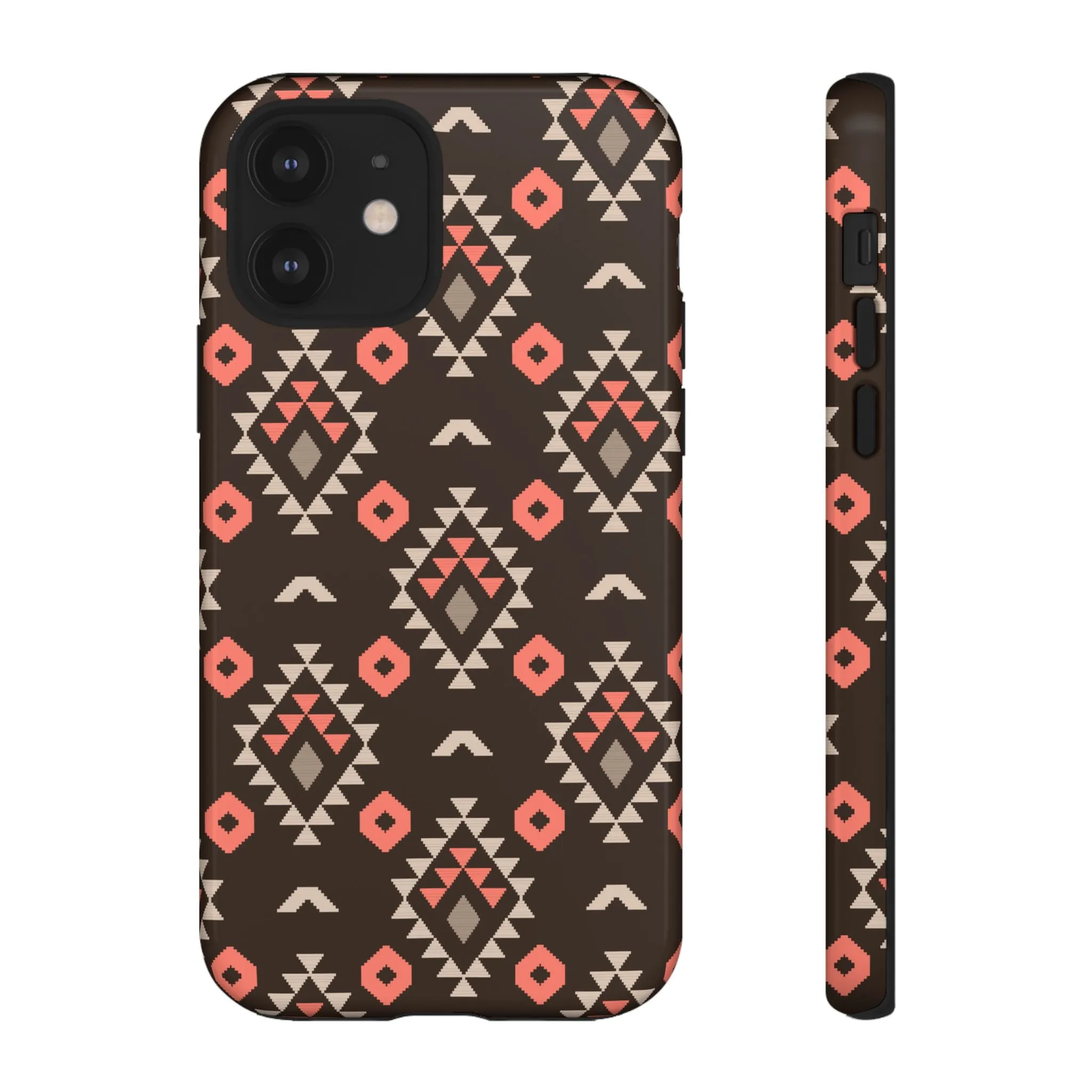 Coral/Brown Tough Cell Phone Case - Various Styles/Sizes