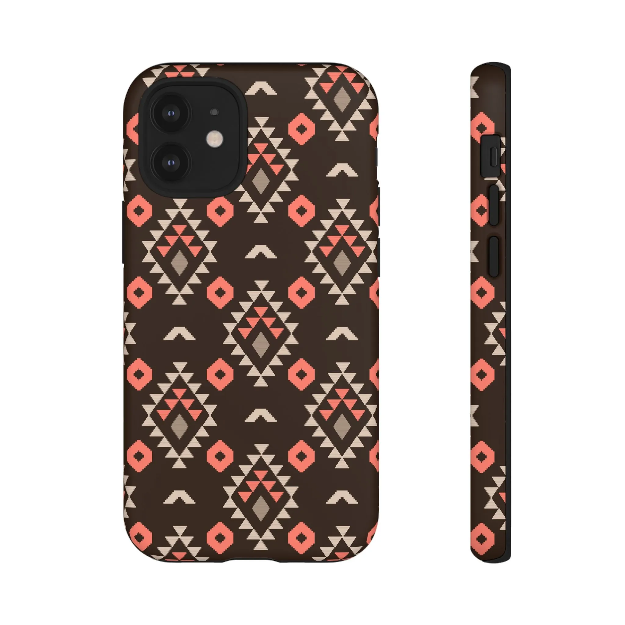 Coral/Brown Tough Cell Phone Case - Various Styles/Sizes