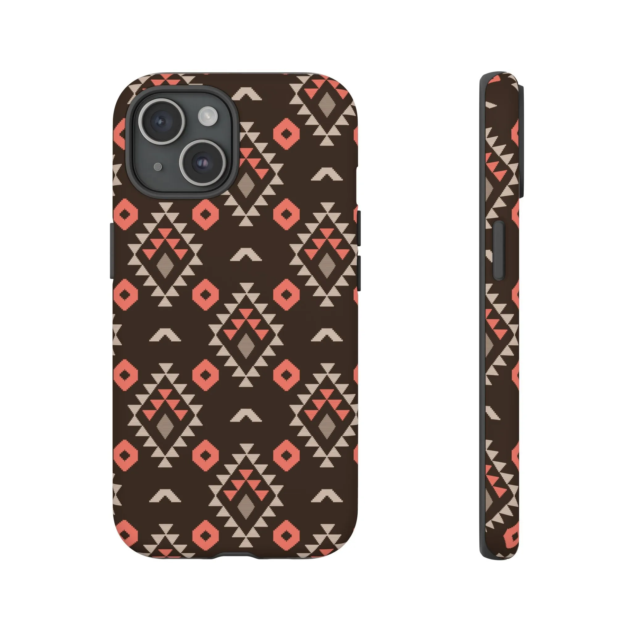 Coral/Brown Tough Cell Phone Case - Various Styles/Sizes