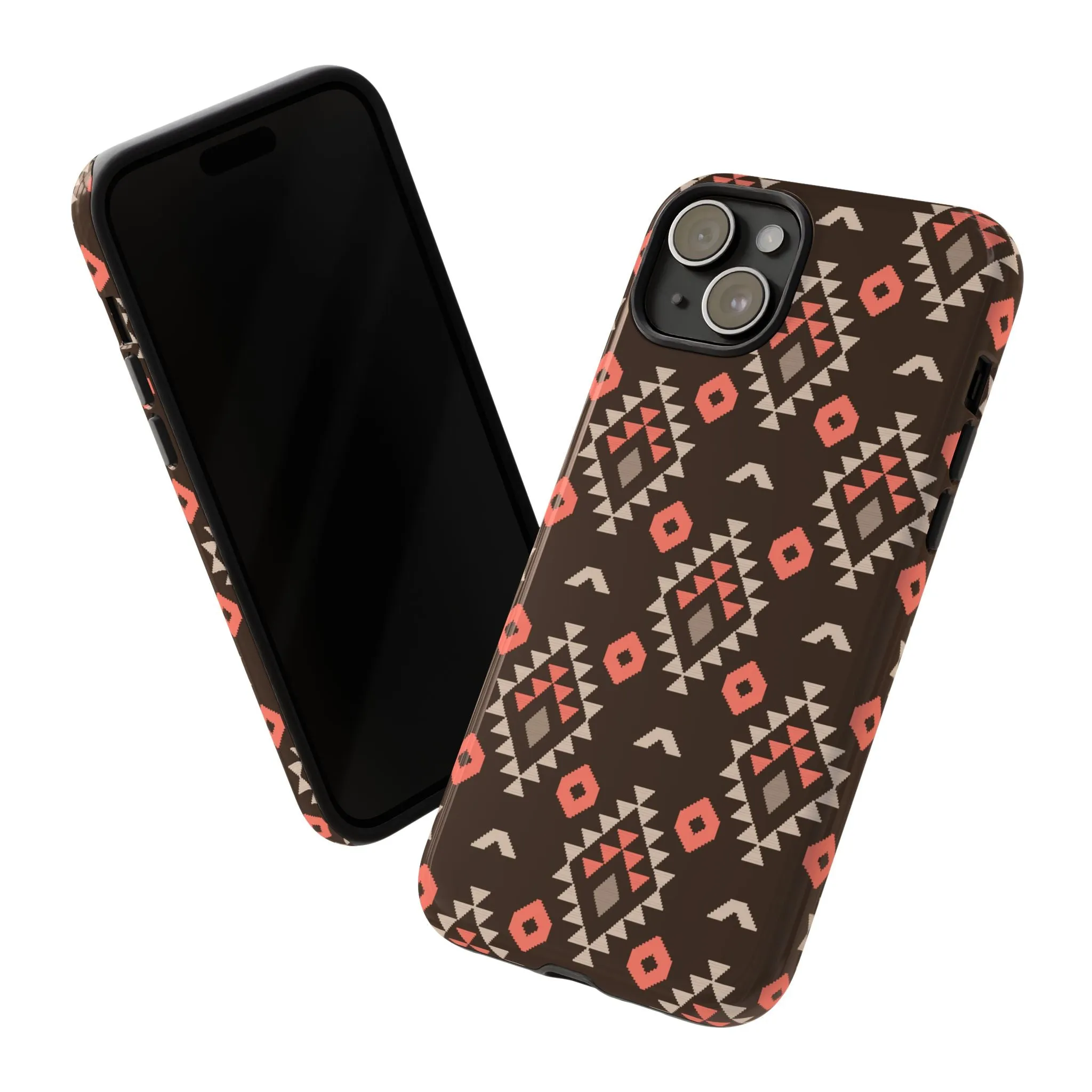 Coral/Brown Tough Cell Phone Case - Various Styles/Sizes