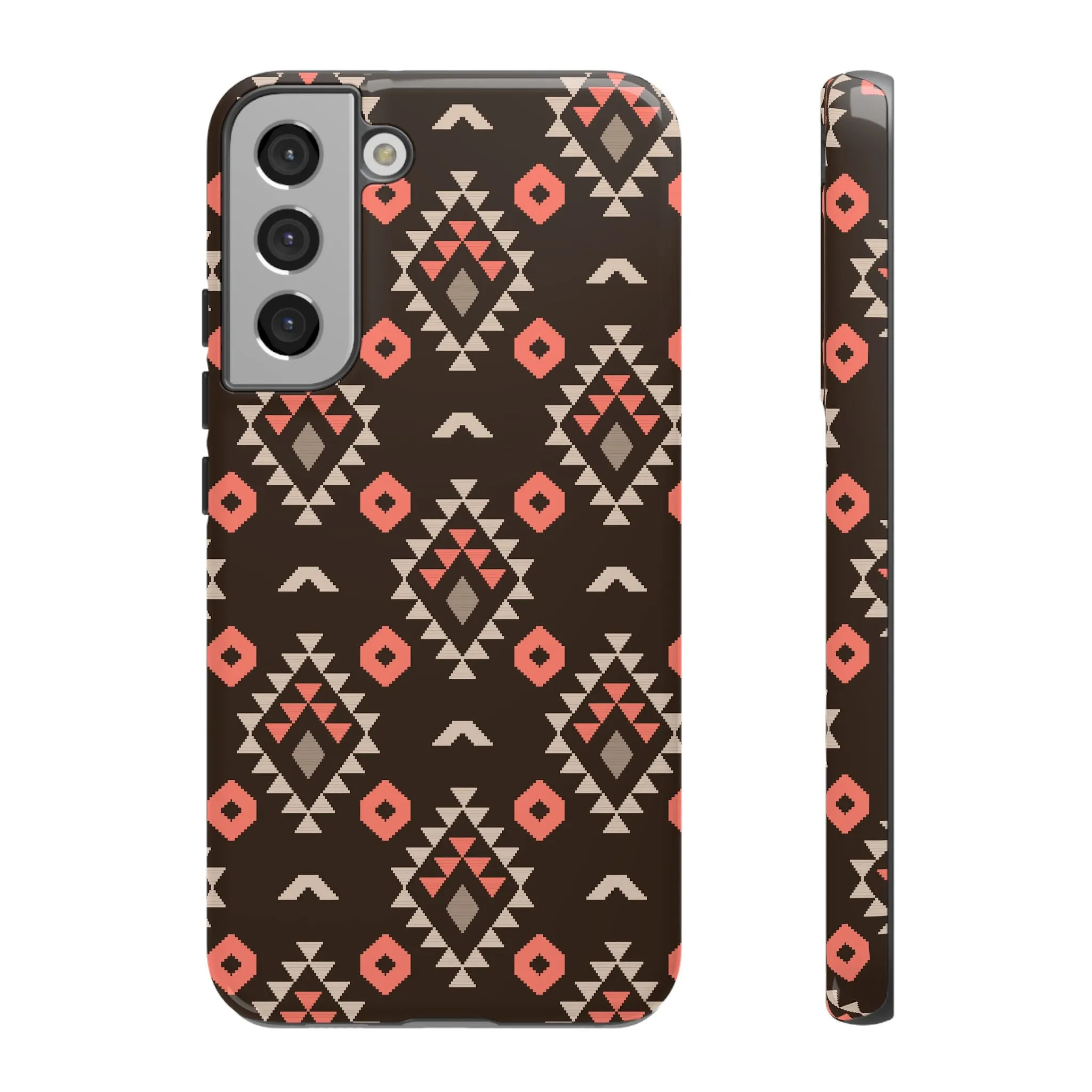 Coral/Brown Tough Cell Phone Case - Various Styles/Sizes
