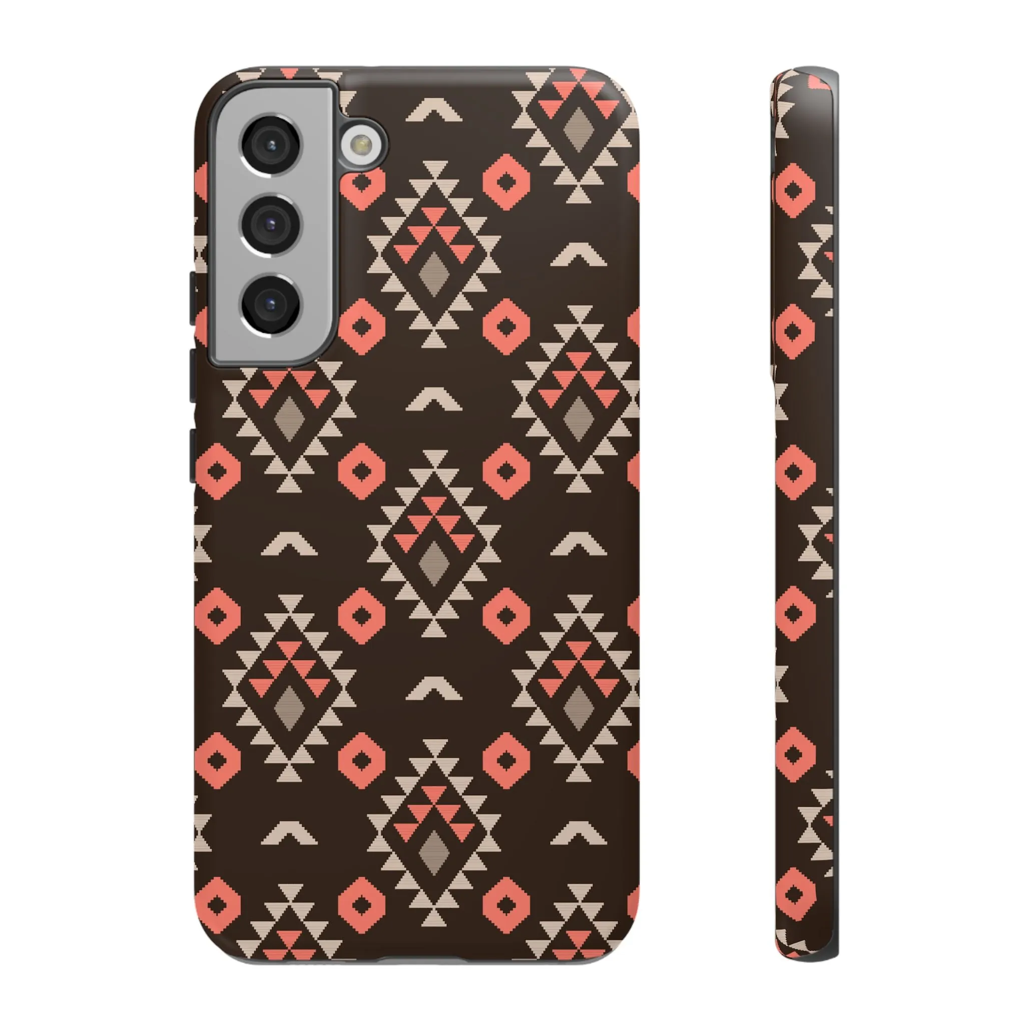 Coral/Brown Tough Cell Phone Case - Various Styles/Sizes