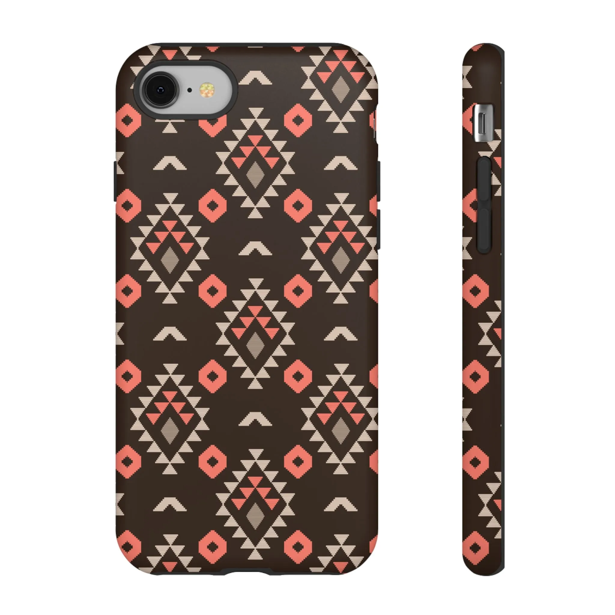 Coral/Brown Tough Cell Phone Case - Various Styles/Sizes