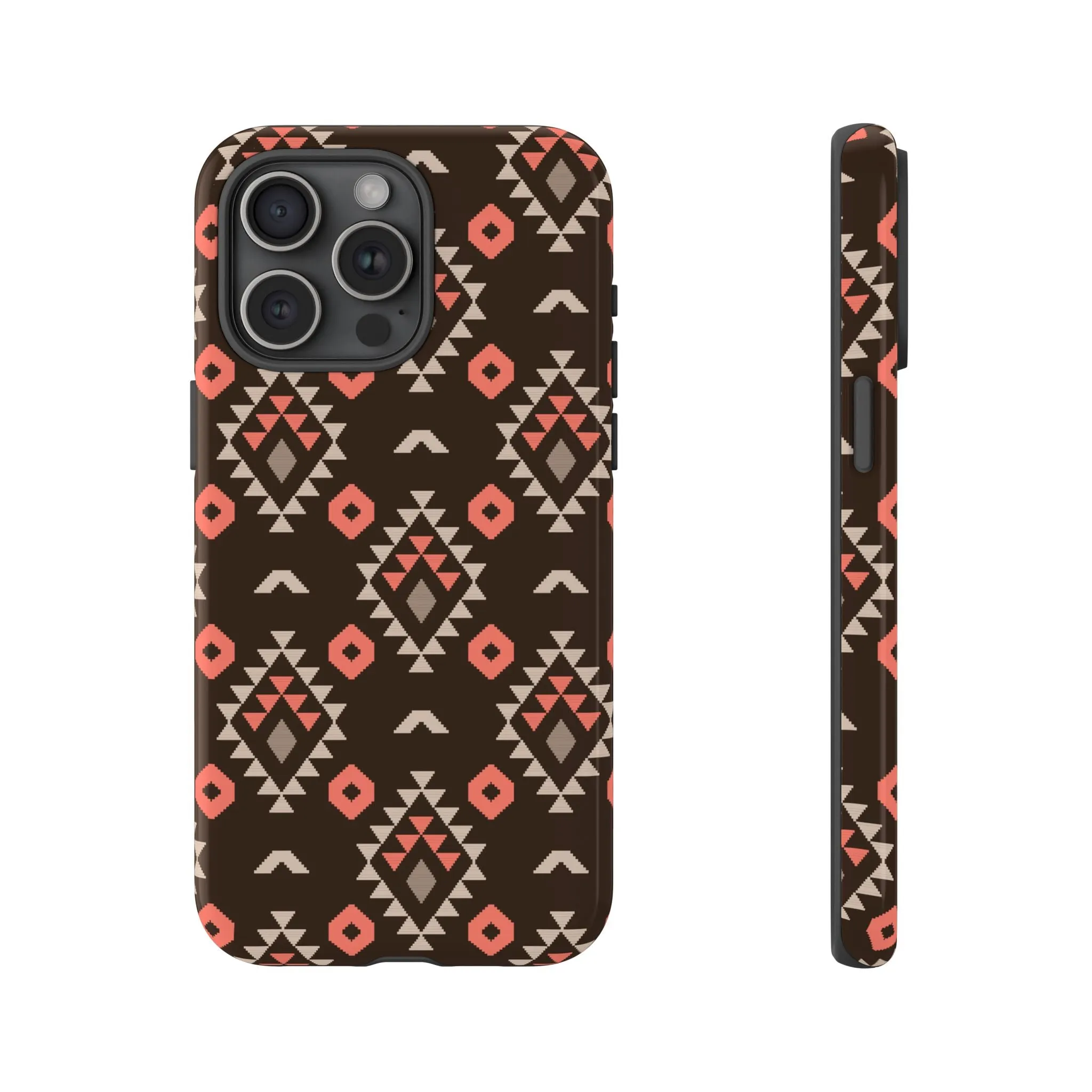 Coral/Brown Tough Cell Phone Case - Various Styles/Sizes