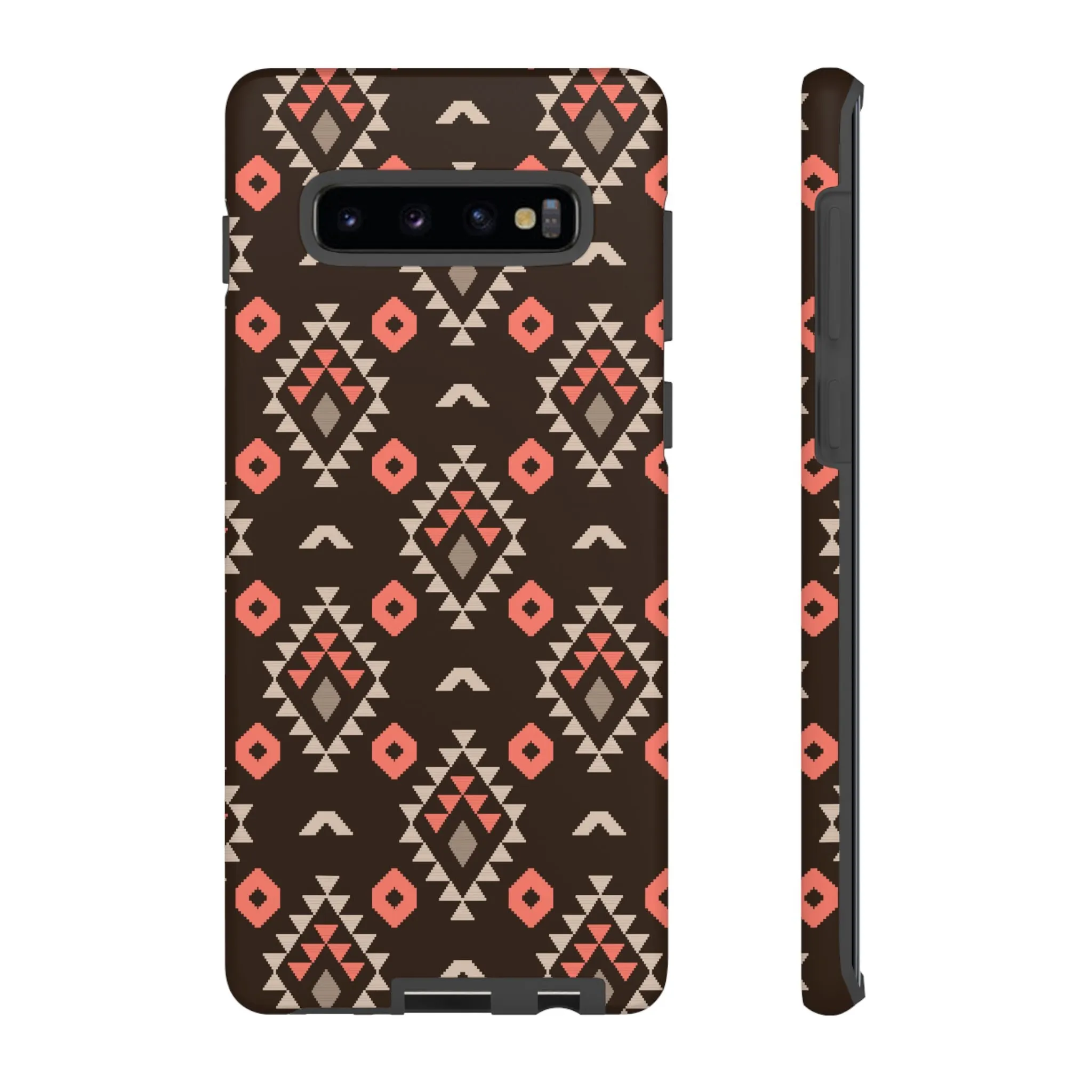 Coral/Brown Tough Cell Phone Case - Various Styles/Sizes