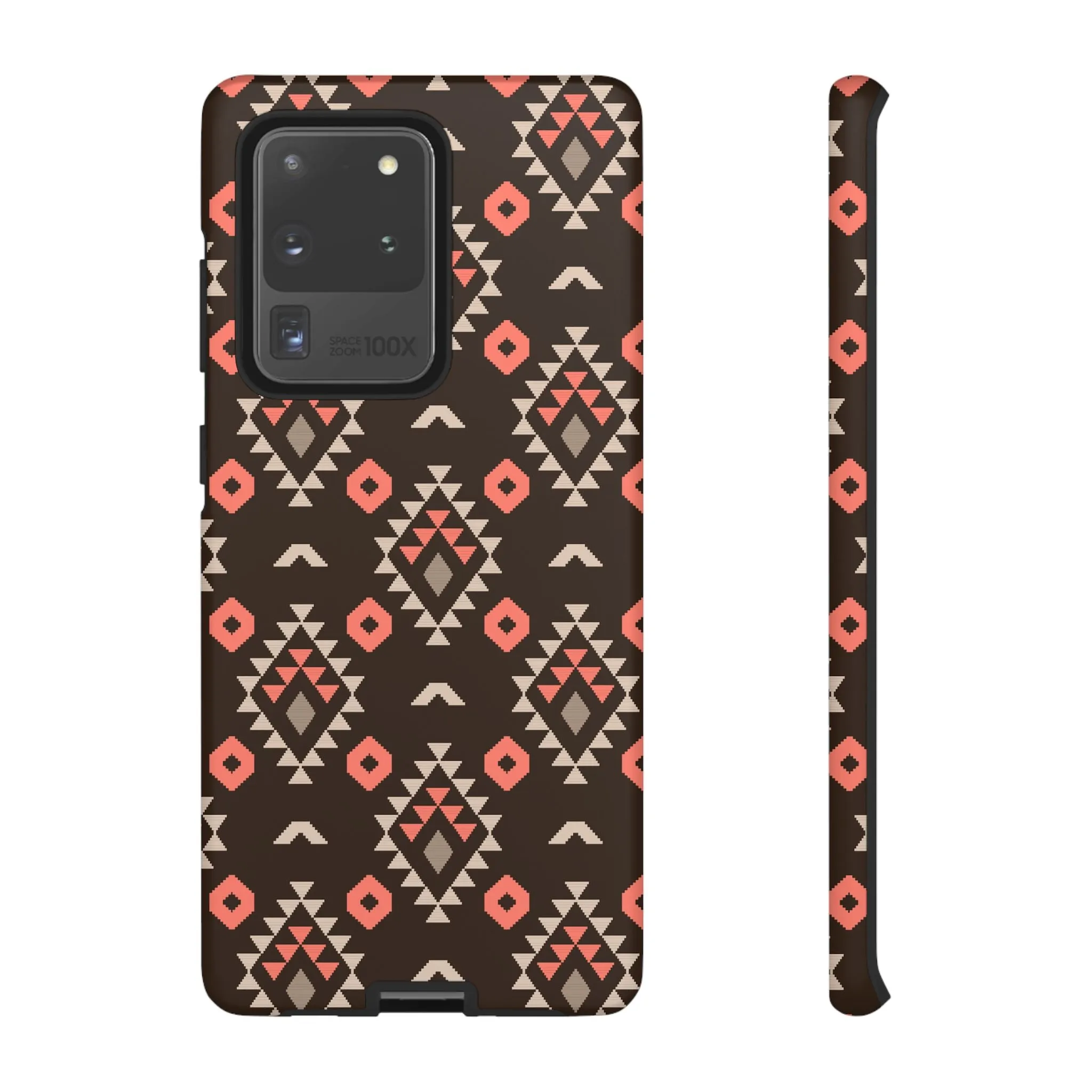 Coral/Brown Tough Cell Phone Case - Various Styles/Sizes