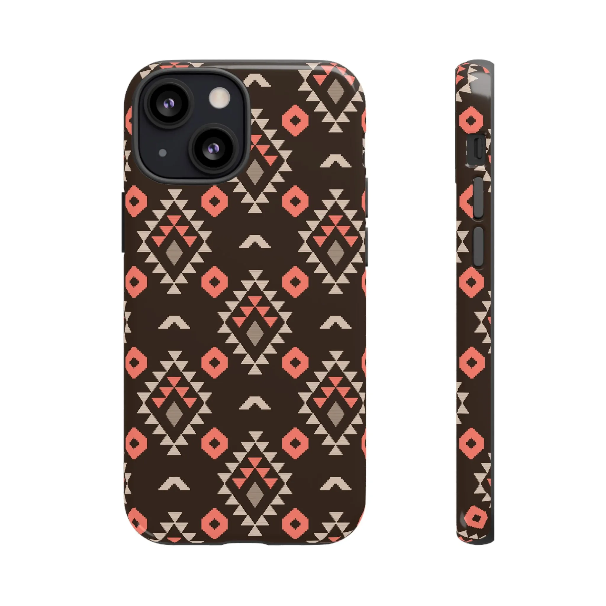 Coral/Brown Tough Cell Phone Case - Various Styles/Sizes