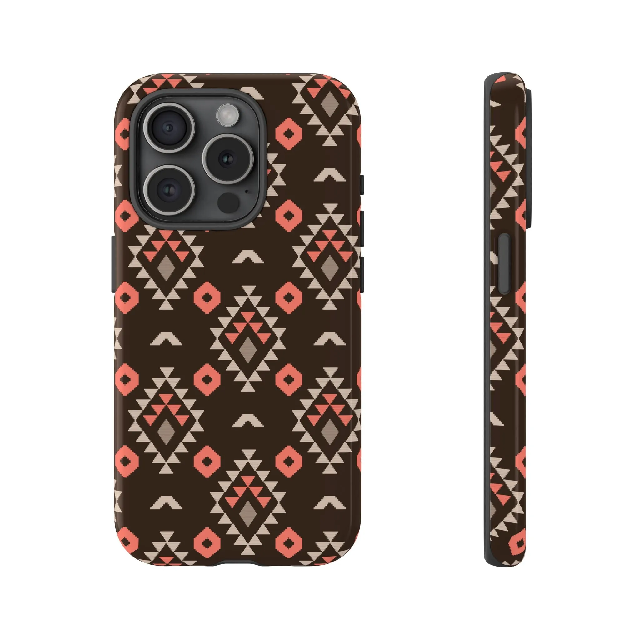Coral/Brown Tough Cell Phone Case - Various Styles/Sizes