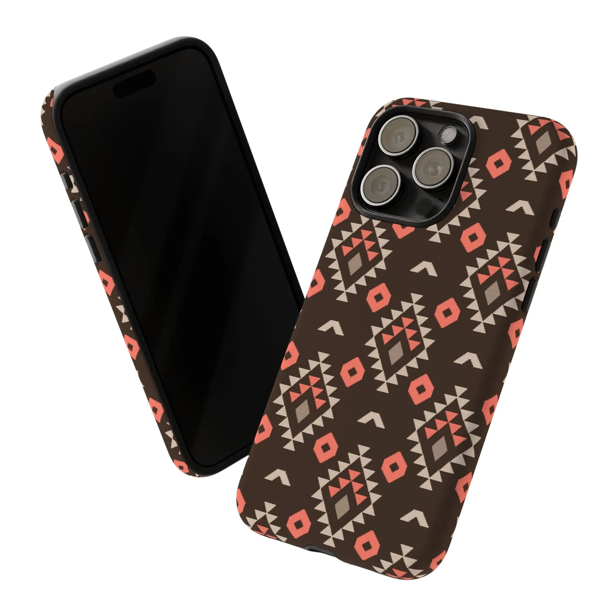 Coral/Brown Tough Cell Phone Case - Various Styles/Sizes